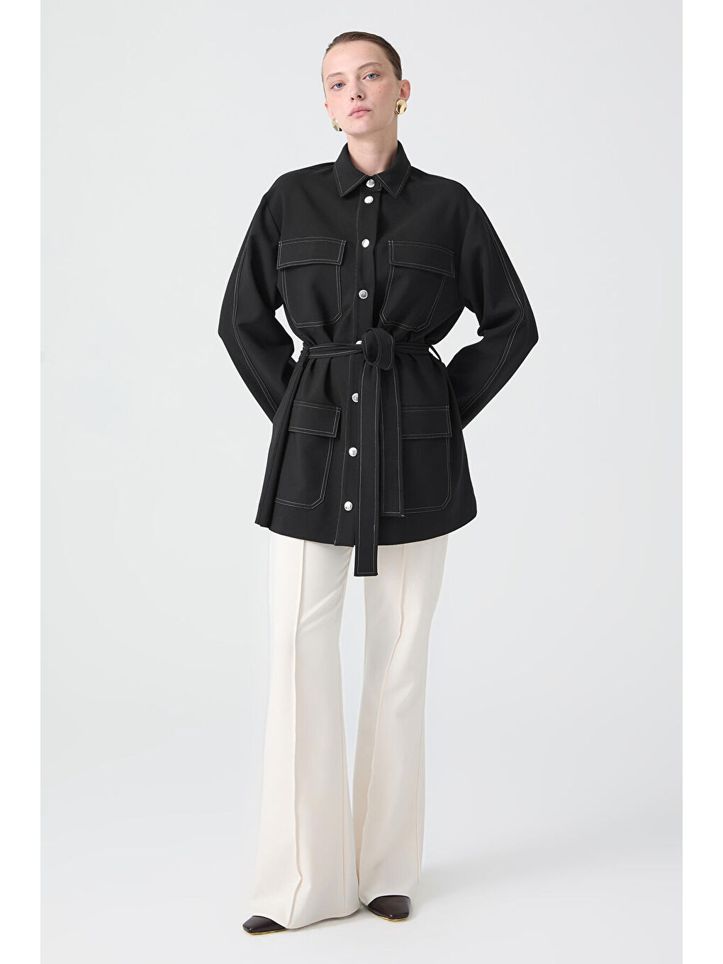 Siyah Beli Kuşaklı Ceket-2