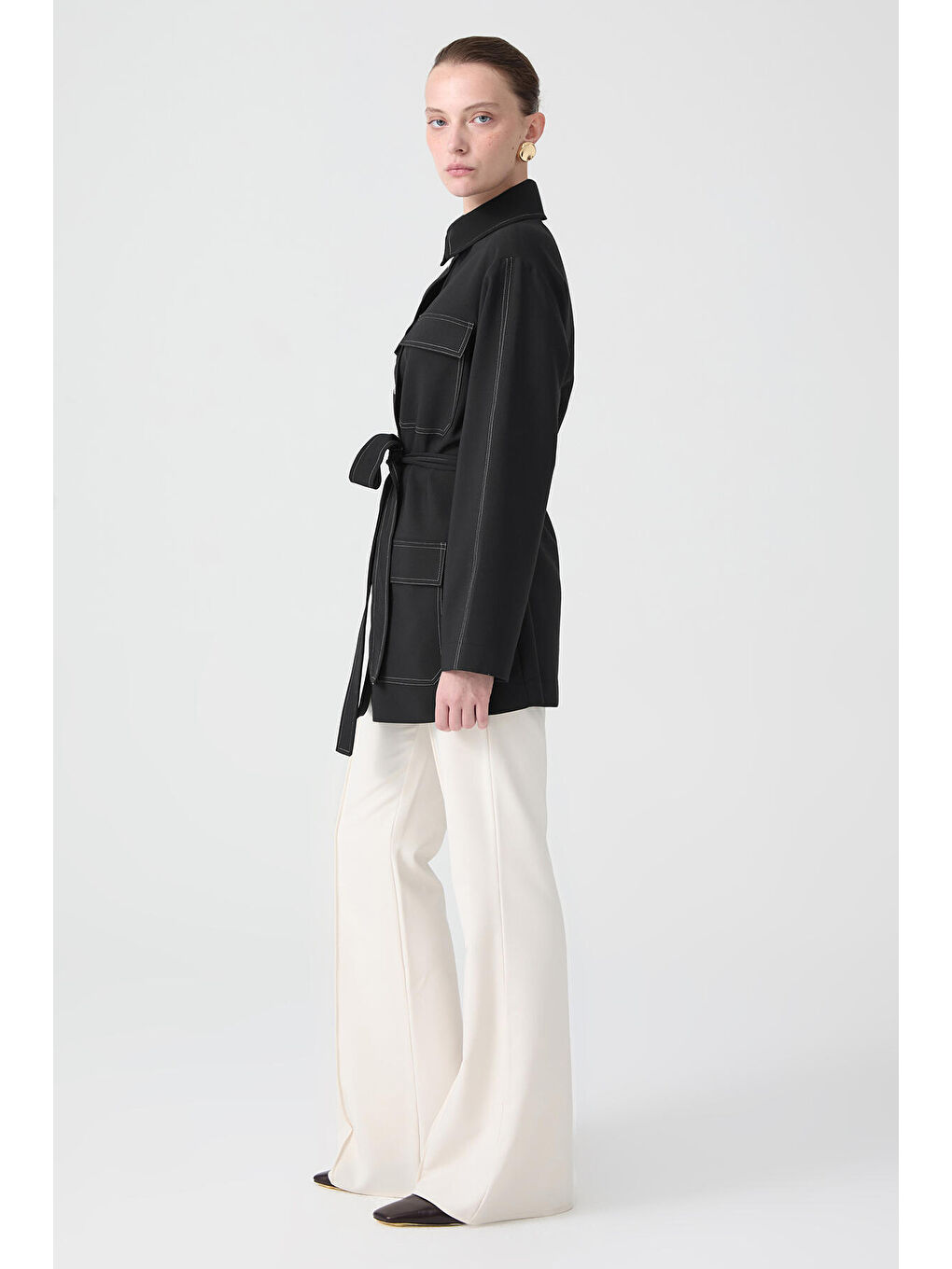 Siyah Beli Kuşaklı Ceket-3