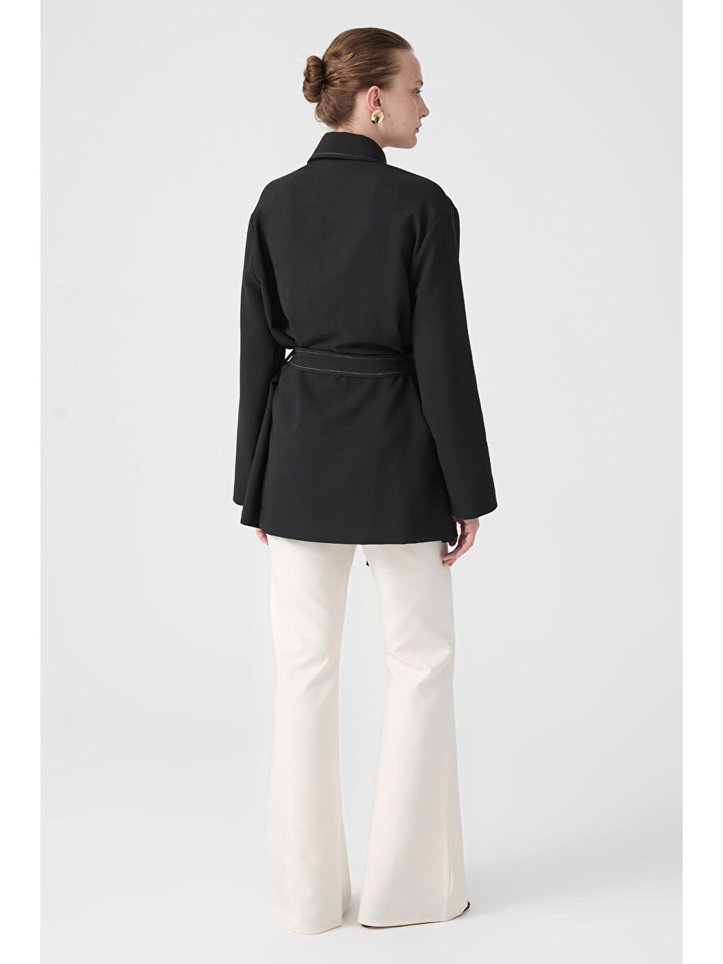 Siyah Beli Kuşaklı Ceket-4