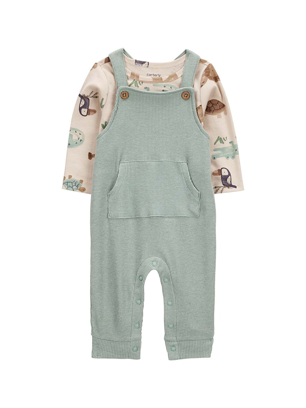 Erkek Bebek Yeşil Salopet Set