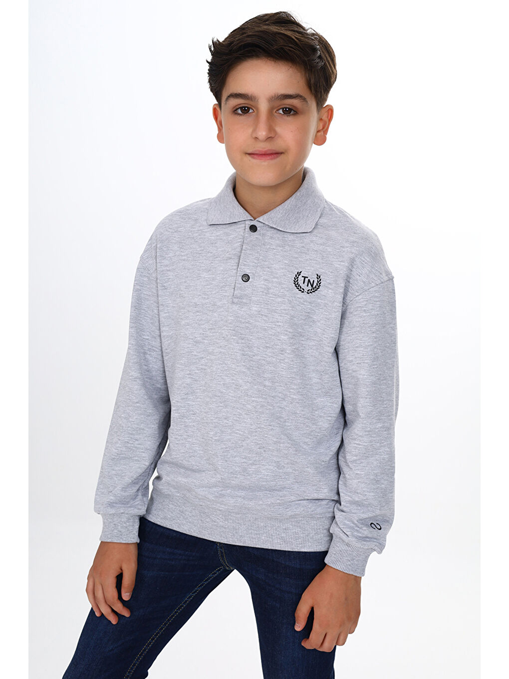Gri Erkek Çocuk Baskılı Sweatshirt-1