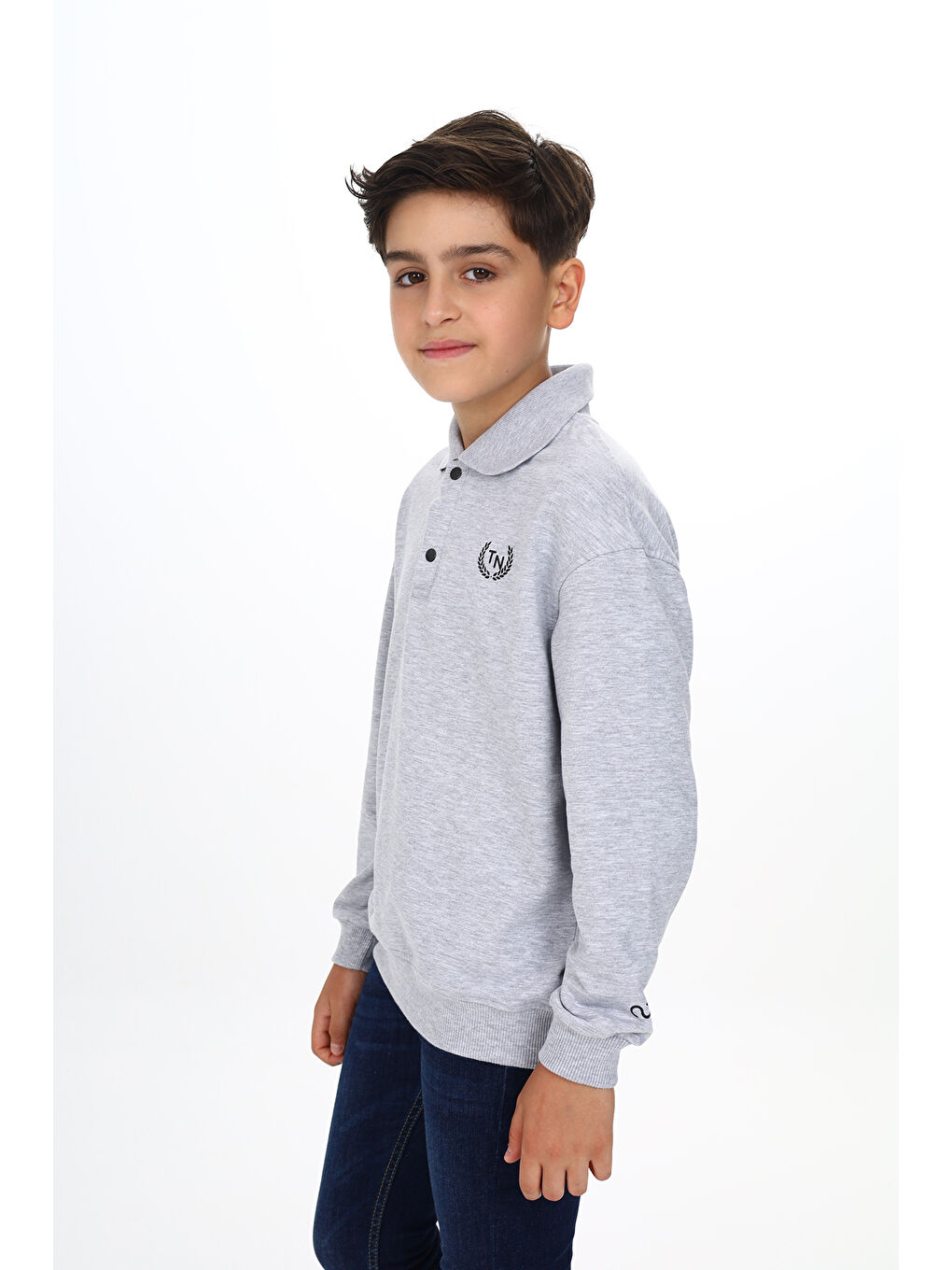 Gri Erkek Çocuk Baskılı Sweatshirt-3