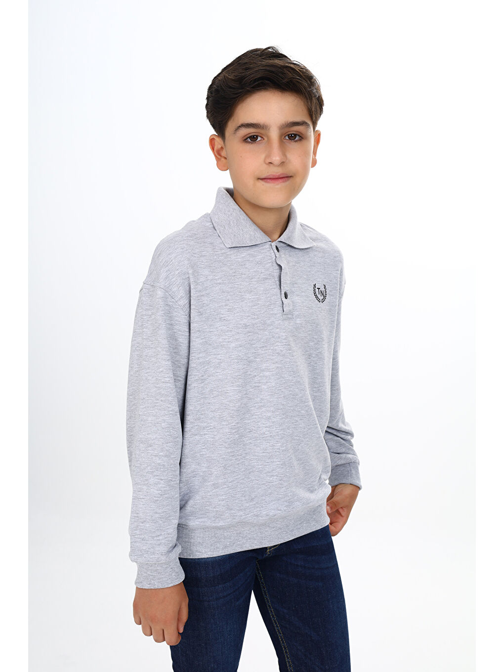 Gri Erkek Çocuk Baskılı Sweatshirt-4