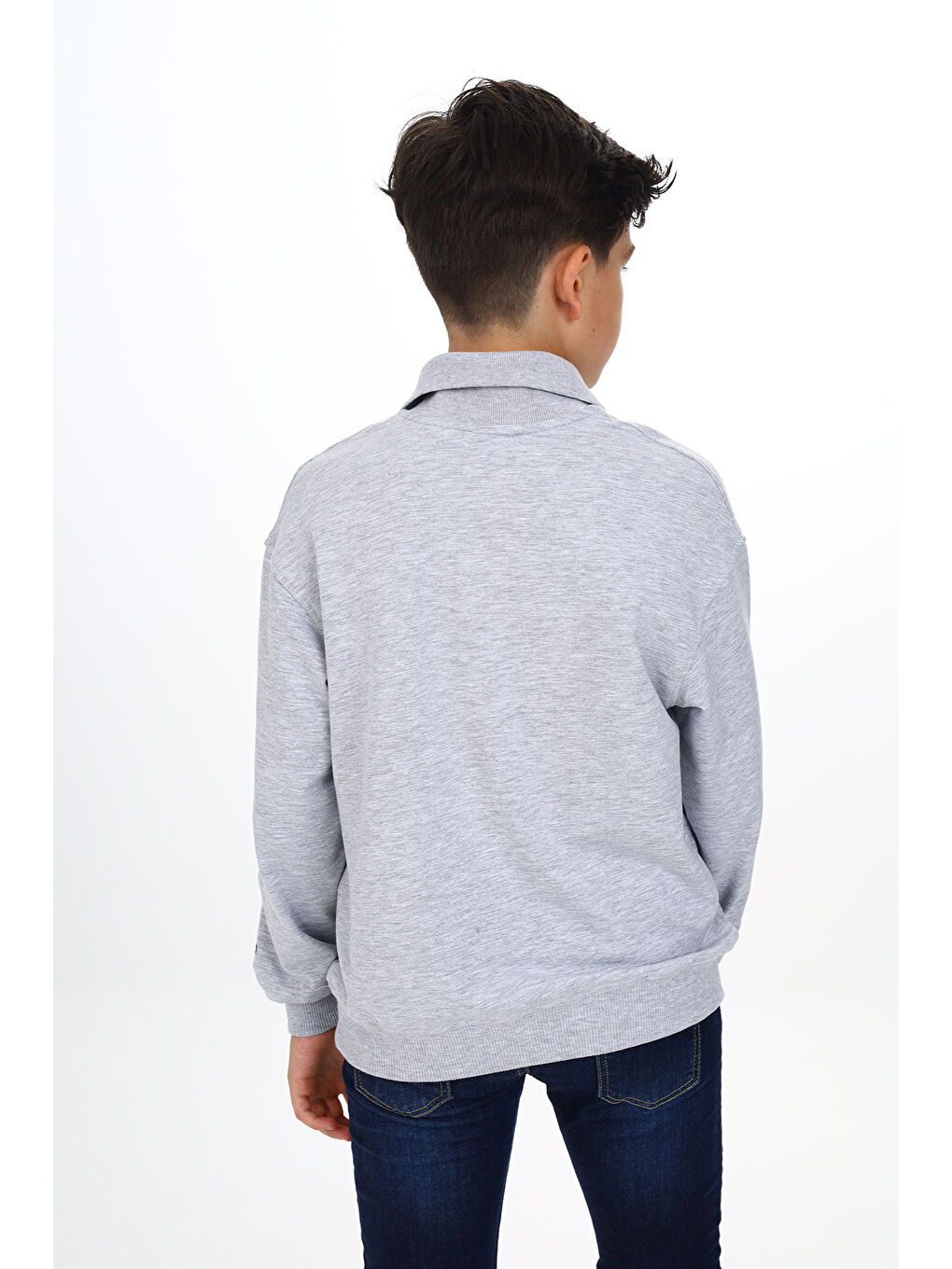 Gri Erkek Çocuk Baskılı Sweatshirt-5