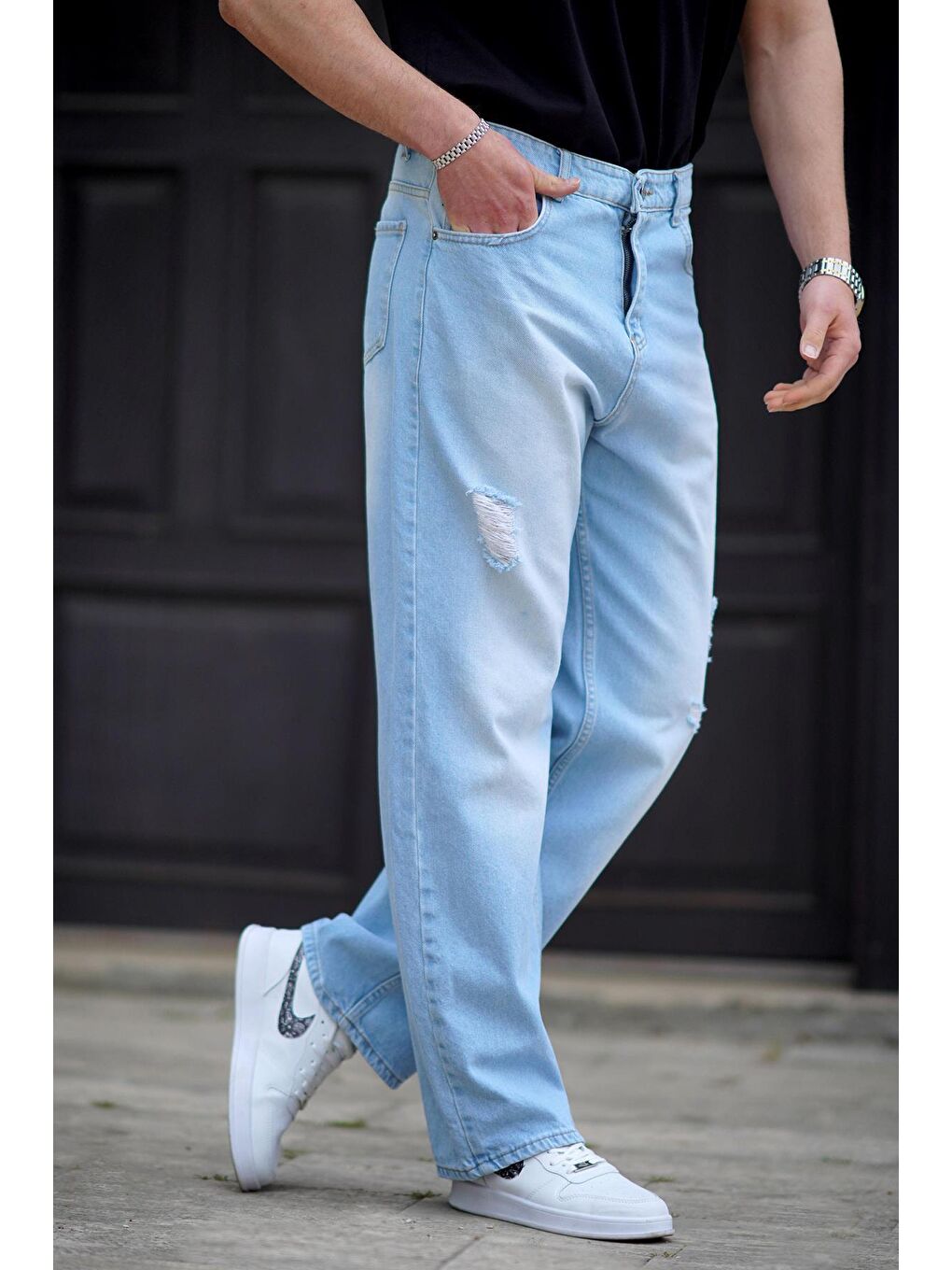 Açık Mavi Baggy Jean 6897-1