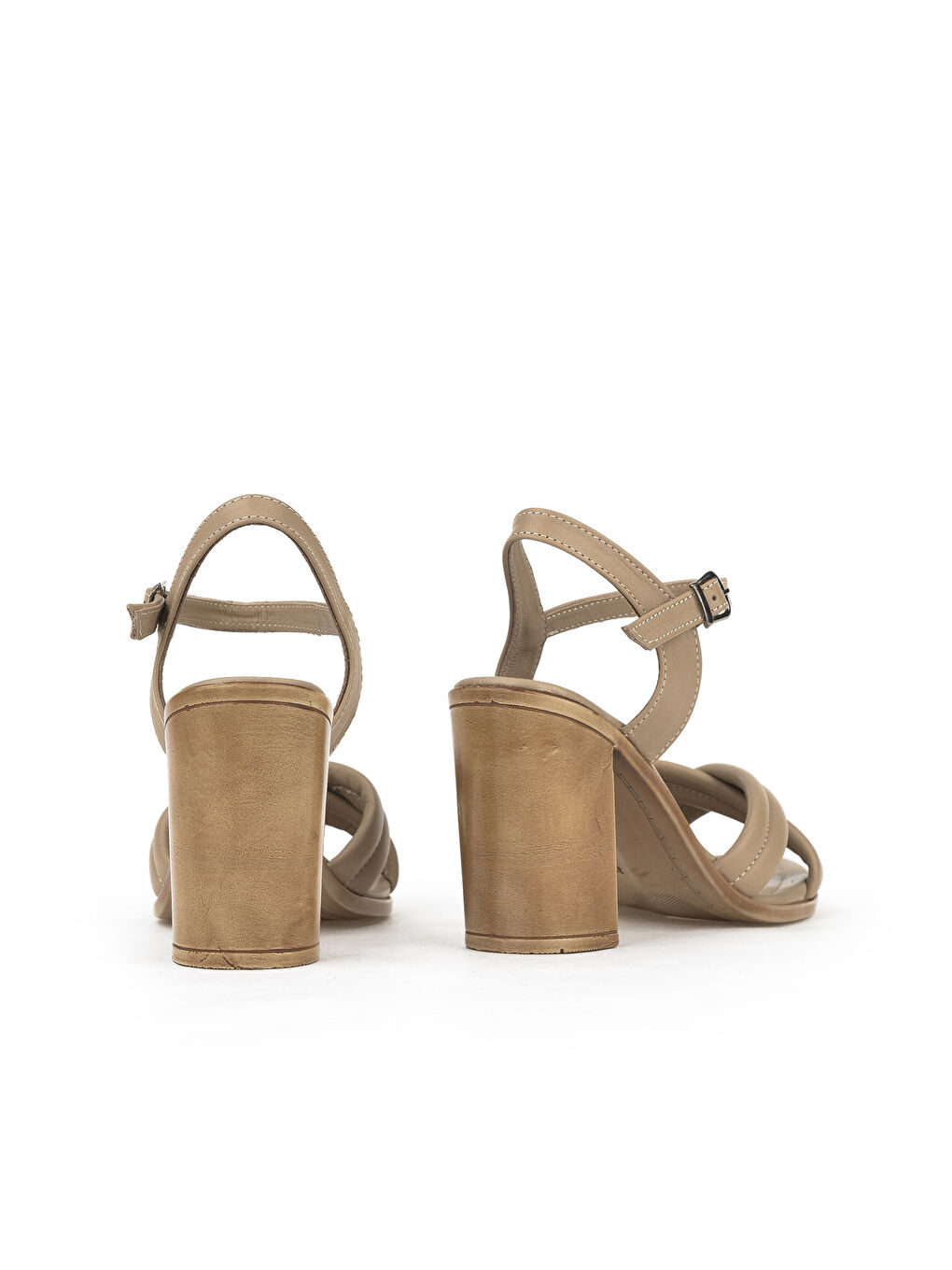 Kadın Hakiki Deri Topuklu Sandalet 1411020Z1706 Bej-1