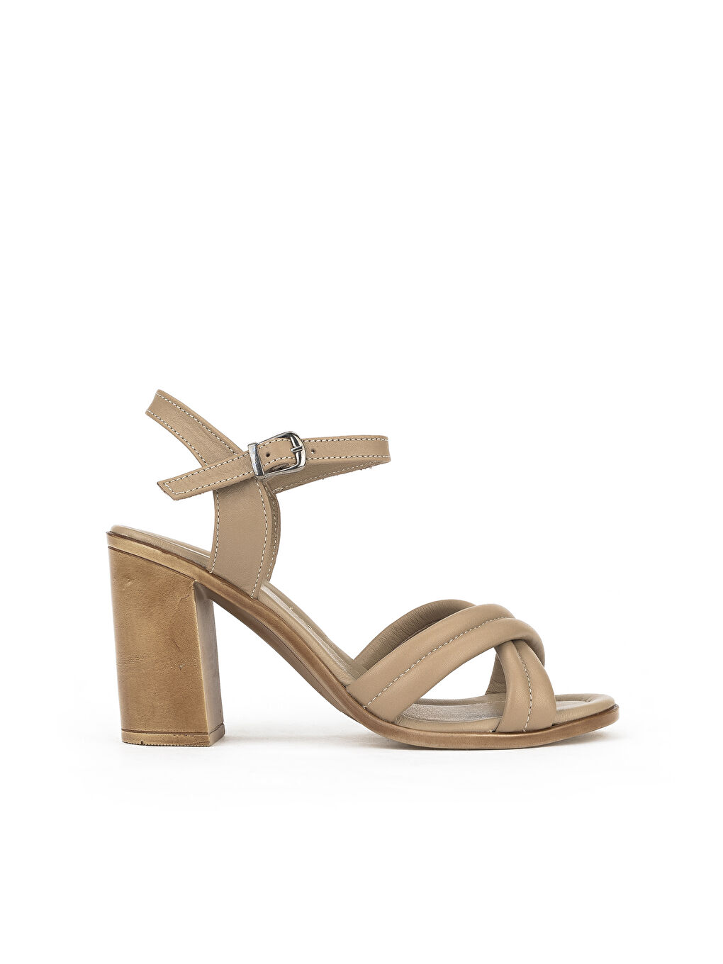 Kadın Hakiki Deri Topuklu Sandalet 1411020Z1706 Bej-3