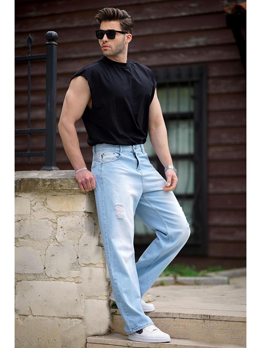 Açık Mavi Baggy Jean 6897-3