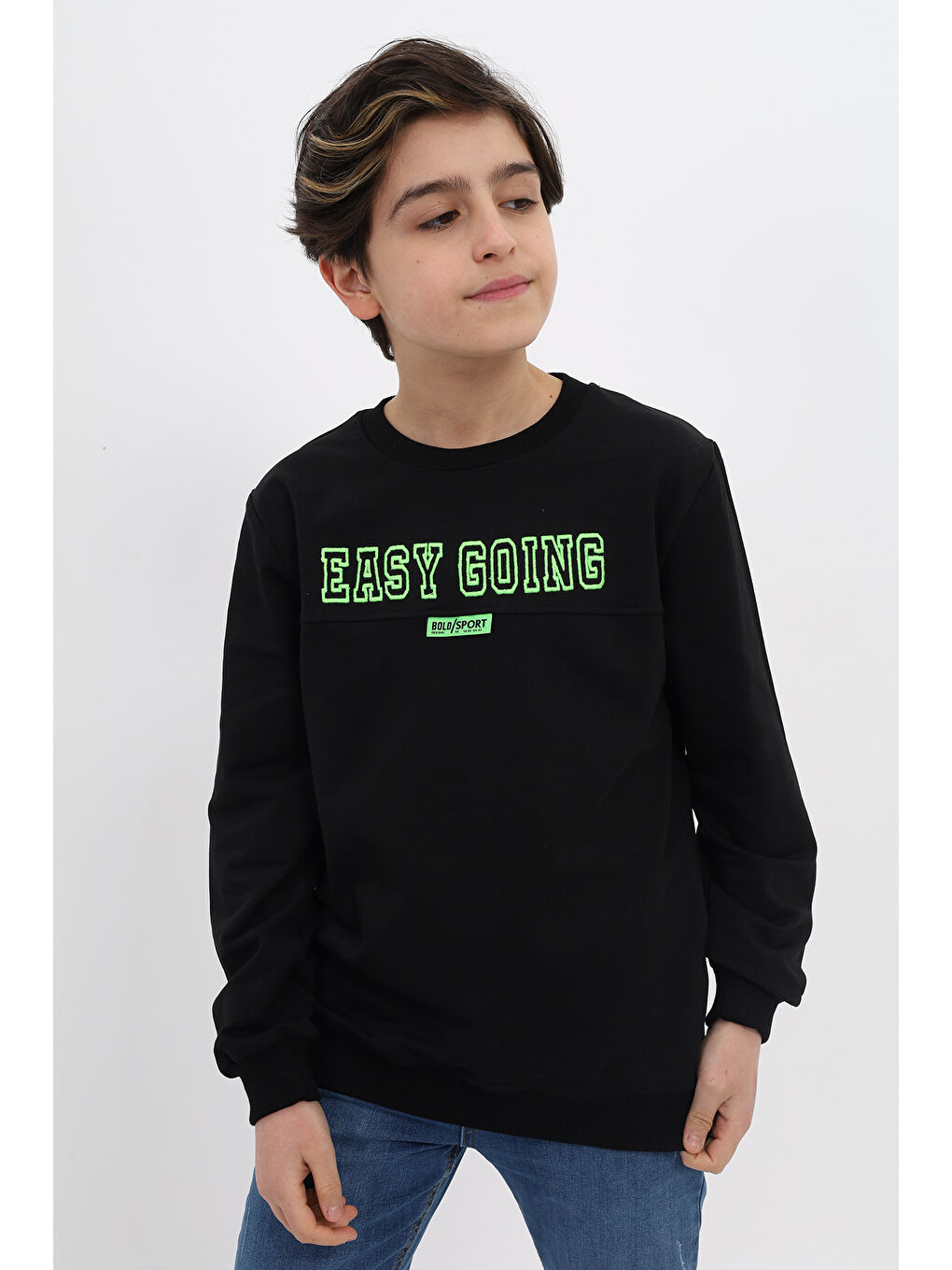 Siyah Erkek Çocuk Nakışlı Sweatshirt