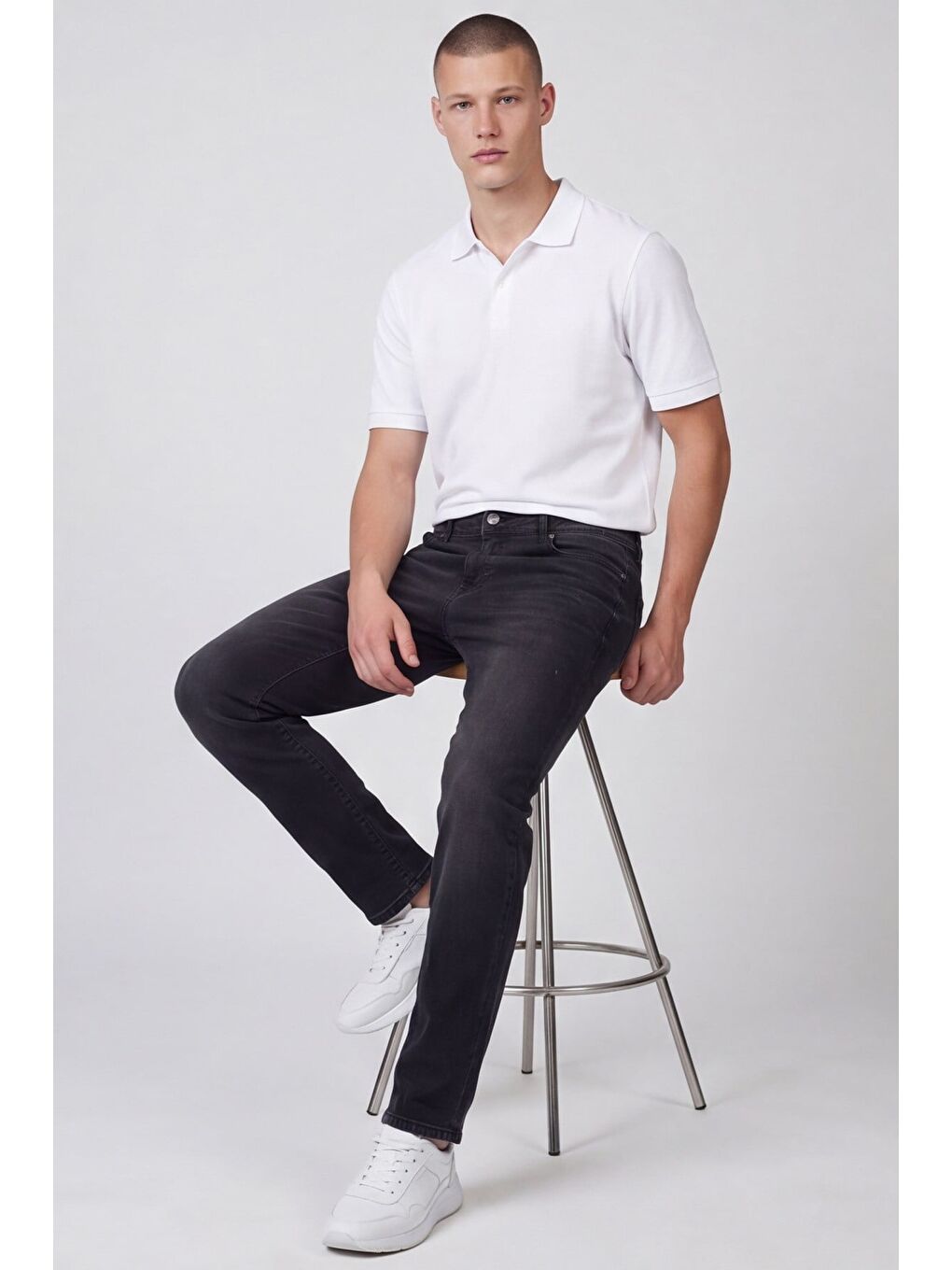 Giotelli Erkek Antrasit Dar Kesim Slim Fit Pamuklu Beş Cep Denim Pantolon-3