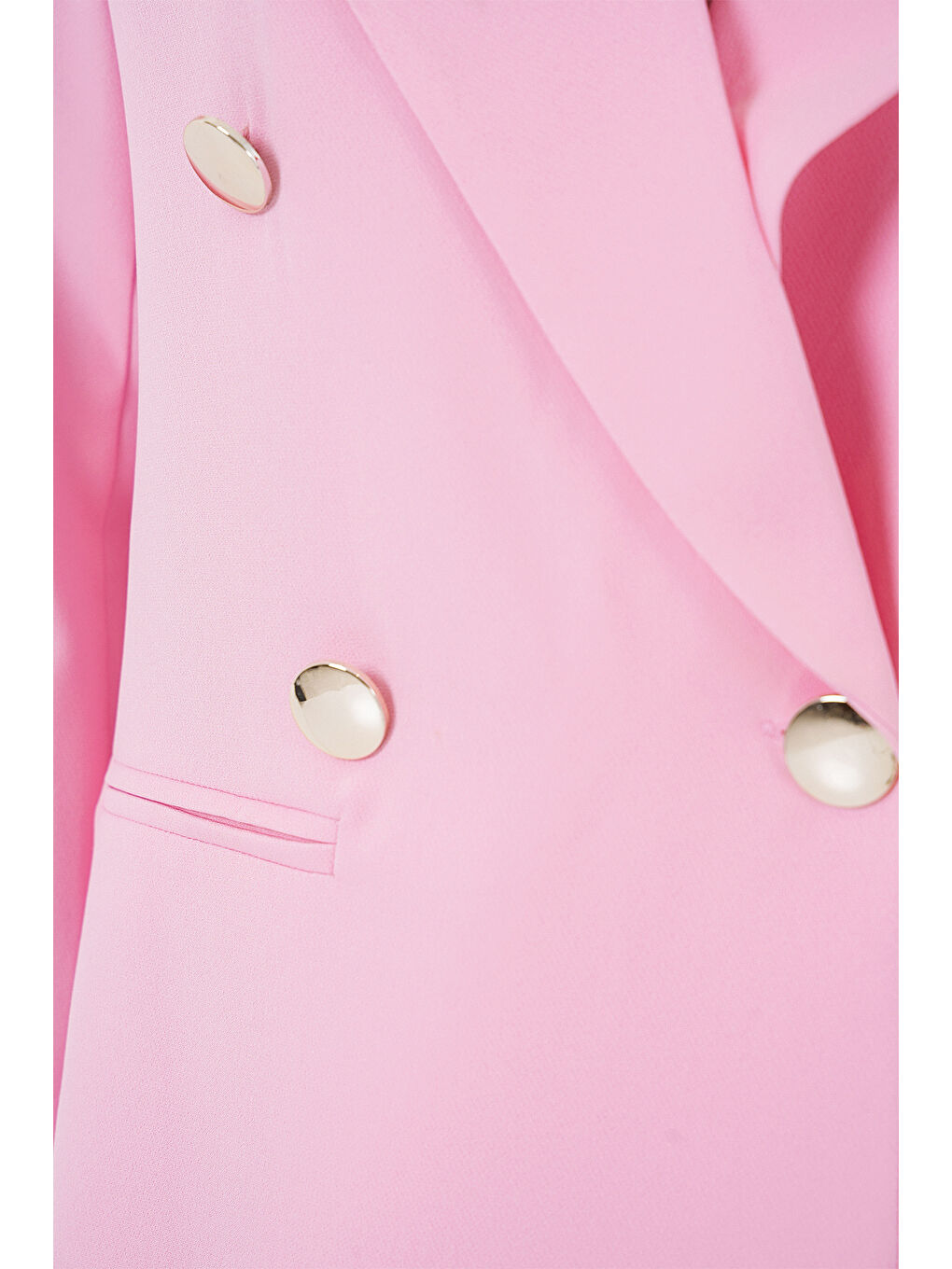 Pembe Kadın Kruvaze Yaka Blazer Ceket 0722 - Pudra-3