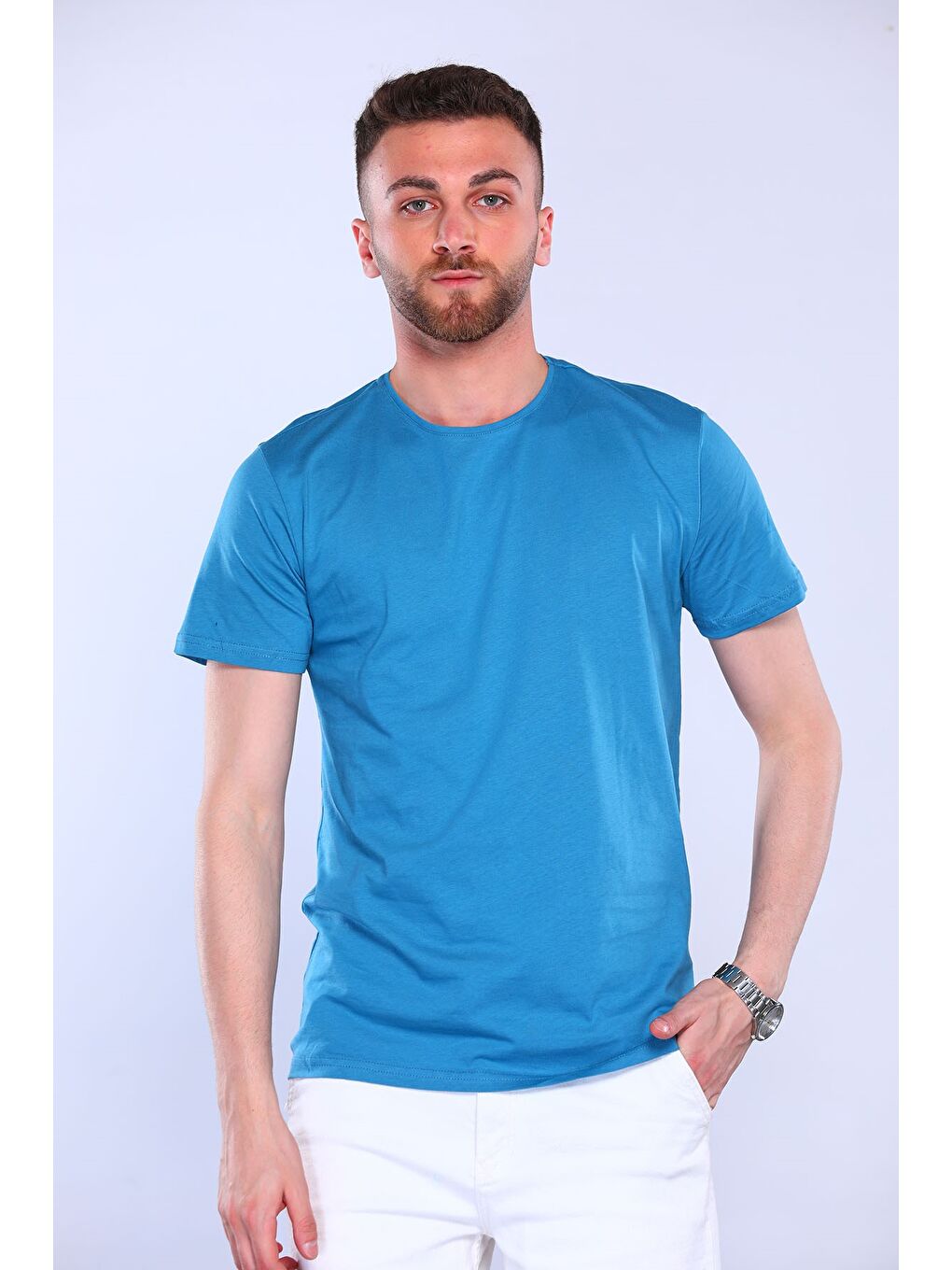 Mishar İtalia Petrol Erkek Bisiklet Yaka Basic T-shirt