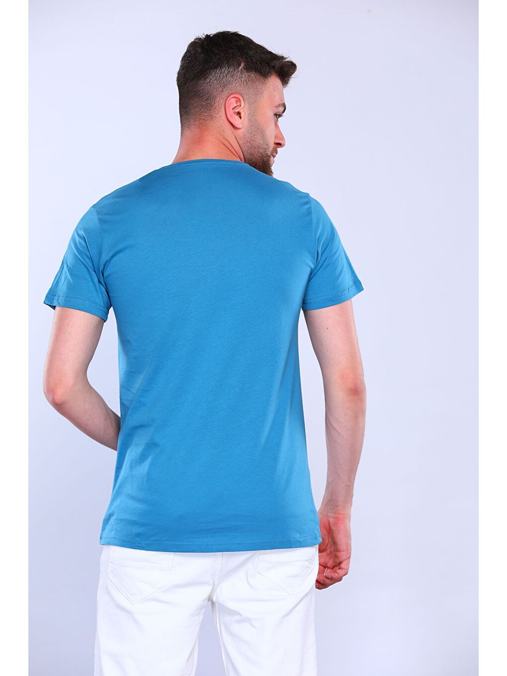 Mishar İtalia Petrol Erkek Bisiklet Yaka Basic T-shirt - 2