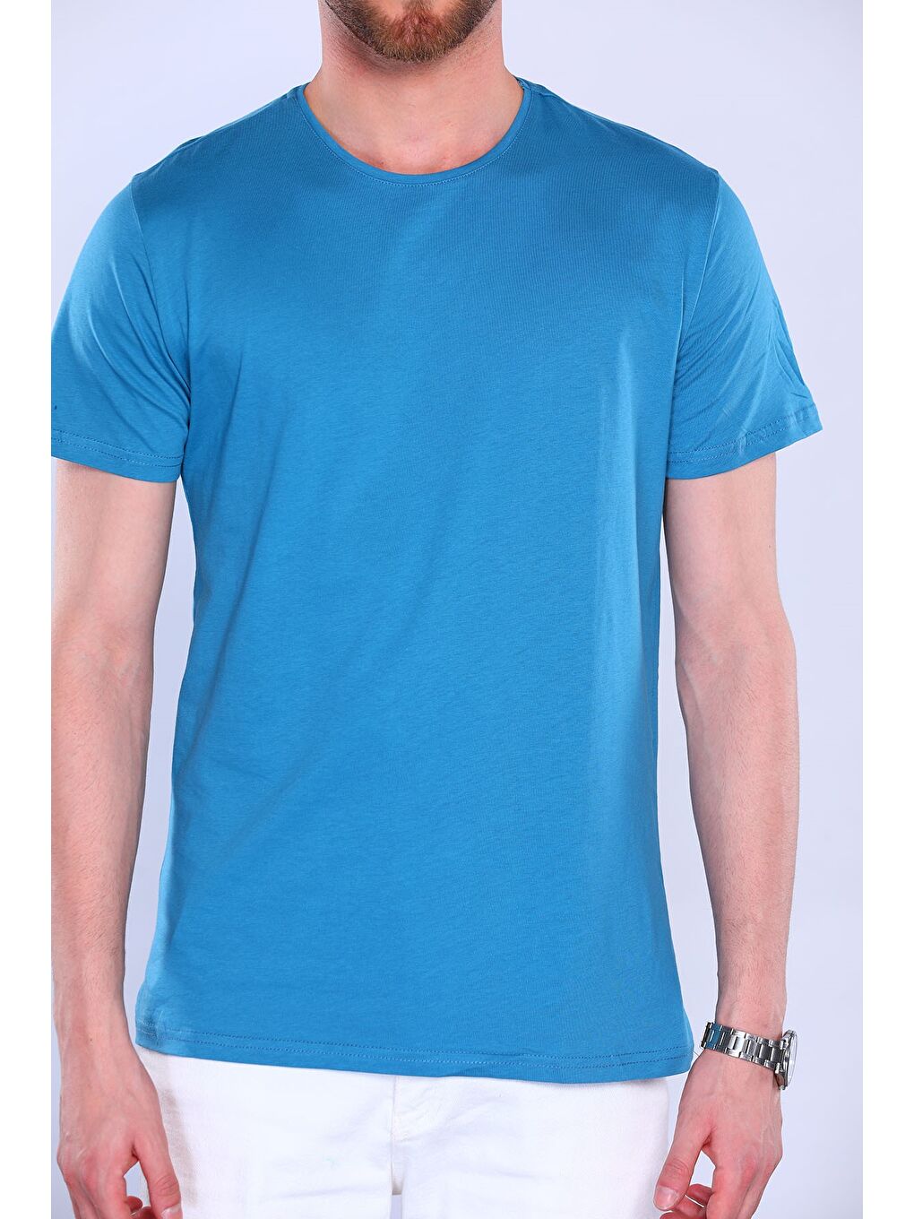 Mishar İtalia Petrol Erkek Bisiklet Yaka Basic T-shirt - 3