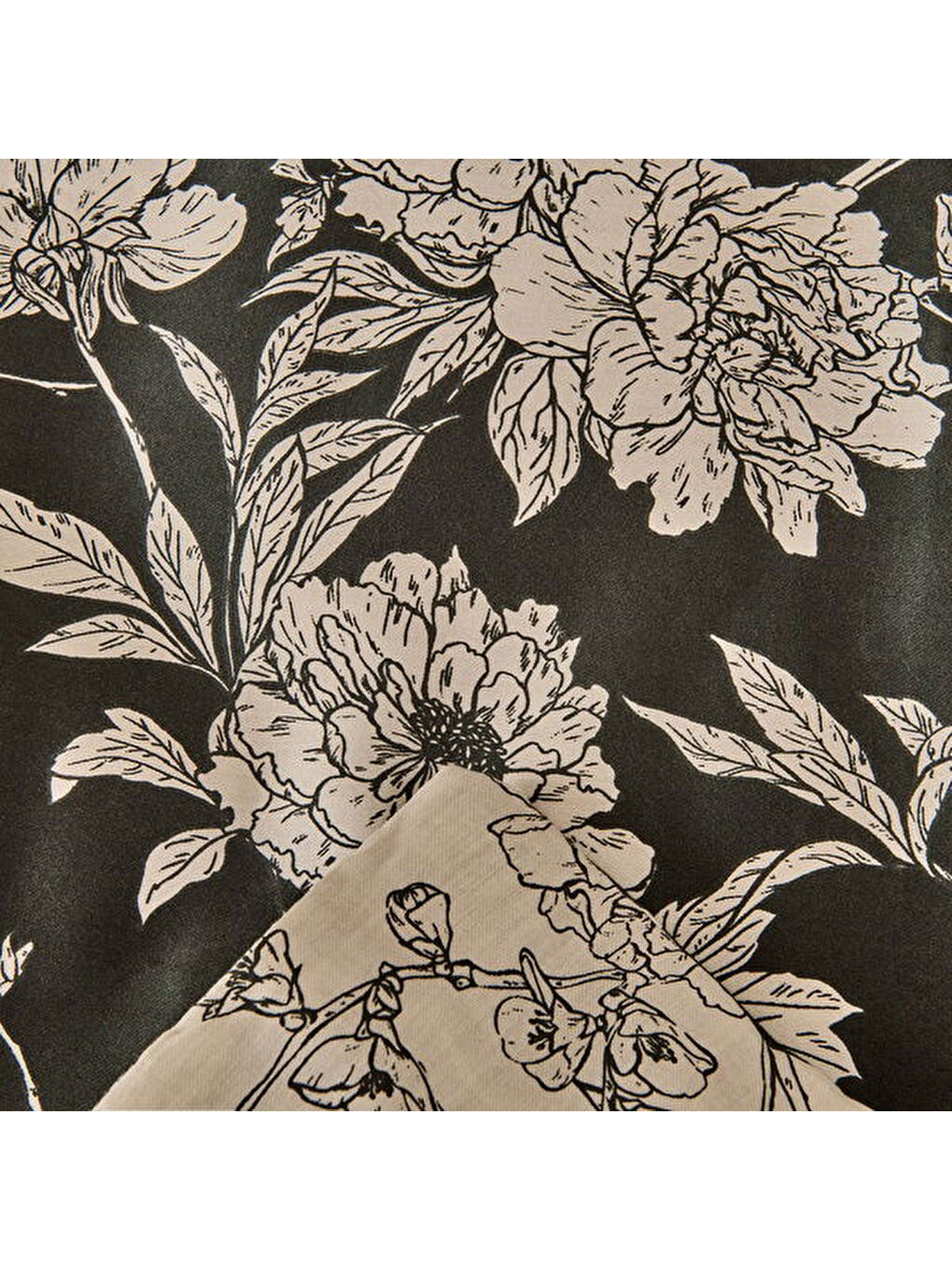 Soft Blanora Pamuk Saten Çift Kişilik Nevresim Takımı - Antrasit / Ekru-2