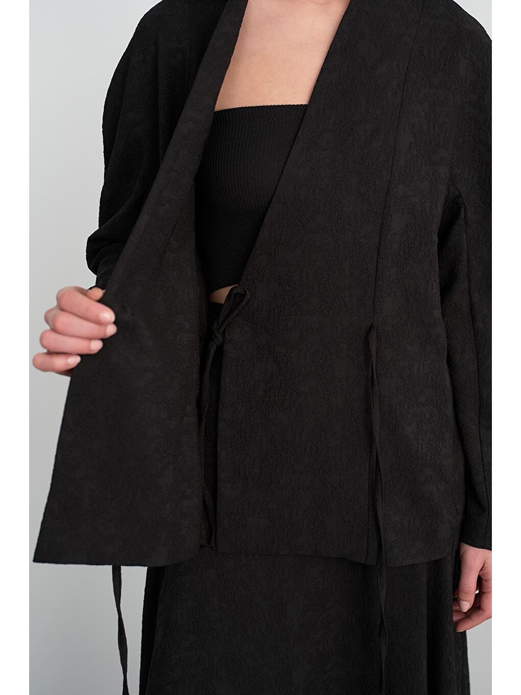 Ari Dokulu Ceket Etek Takım Siyah-5