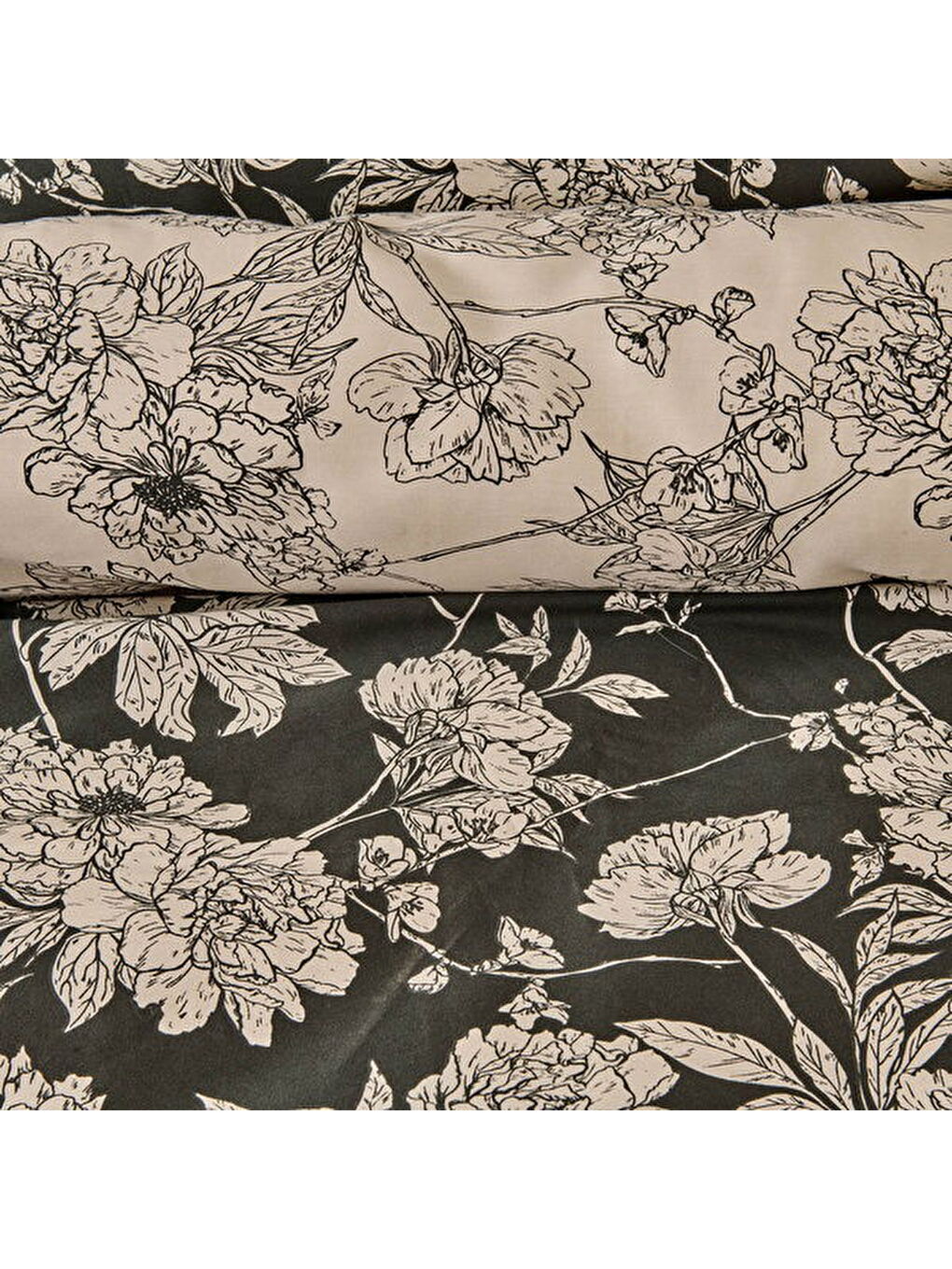 Soft Blanora Pamuk Saten Çift Kişilik Nevresim Takımı - Antrasit / Ekru-4