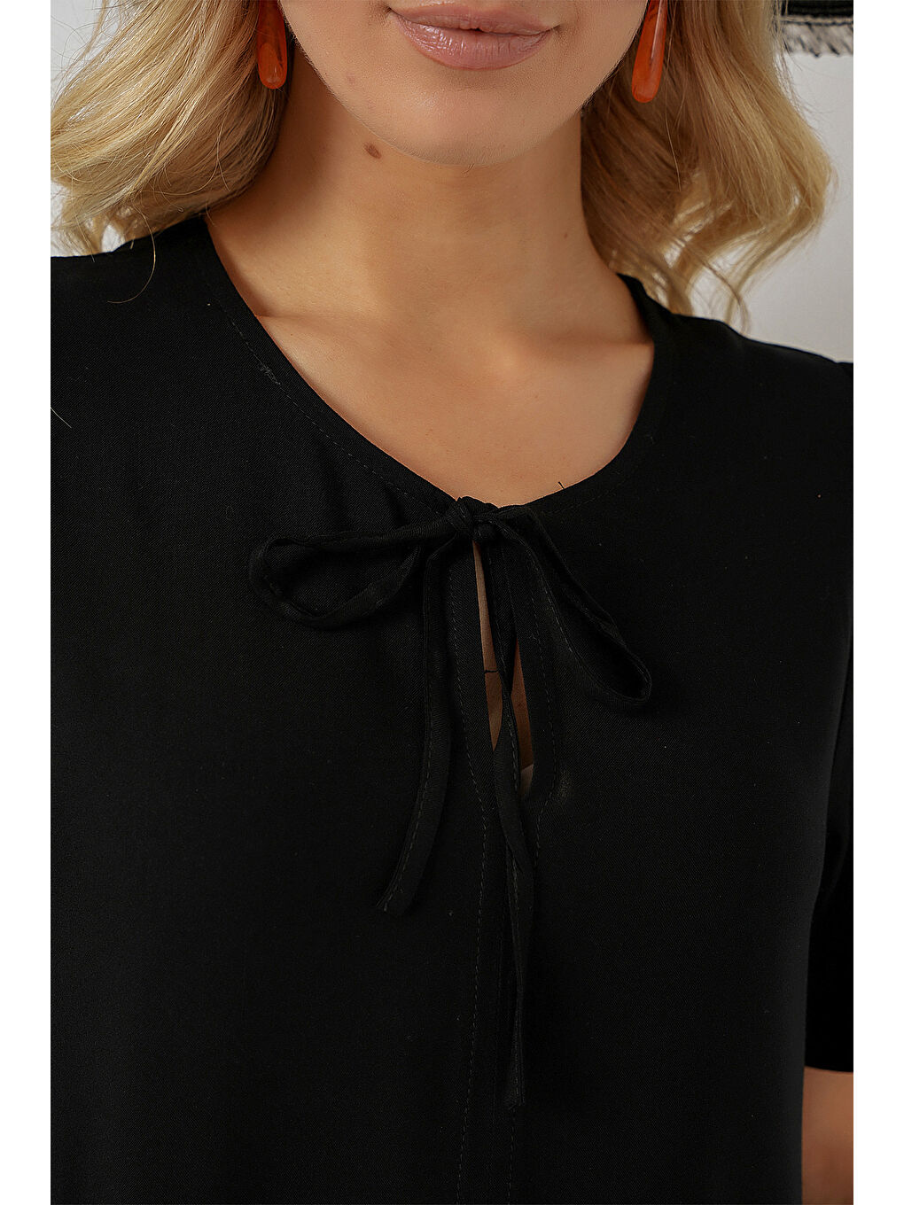 Kadın Kısa Kol Kısa Elbise 2554 - Siyah-4