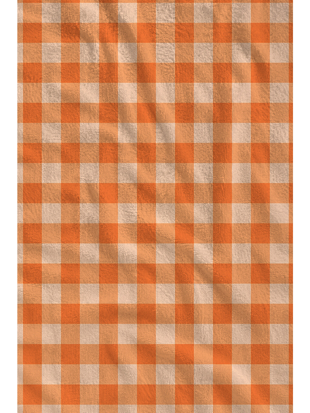 Retro Turuncu Ekose Kareli Desenli 70x150 Plaj Havlusu - Dijital Baskılı Solmaz Banyo Havlusu-2