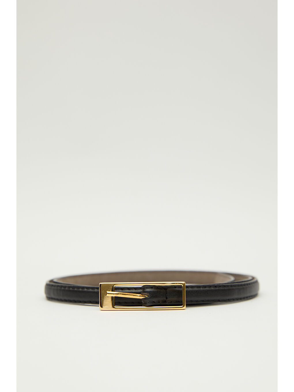 Dikdörtgen Tokalı İnce Kemer Siyah-2