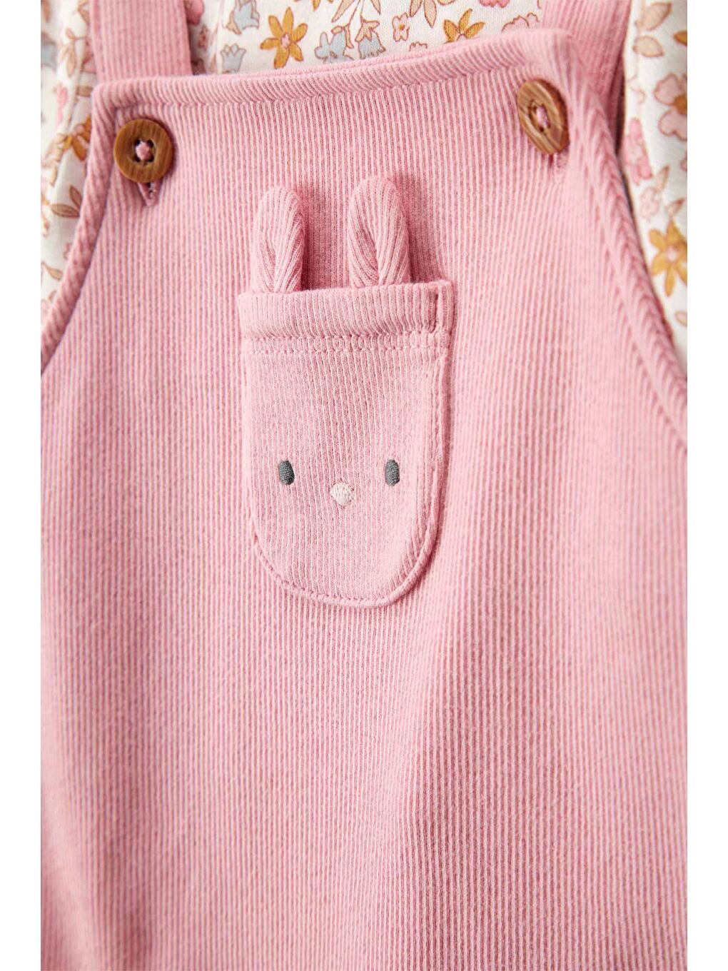 Kız Bebek Pembe Salopet Set-3