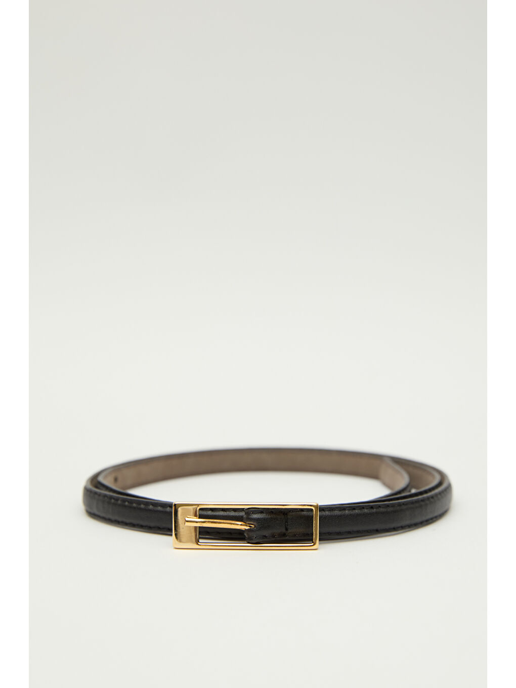 Dikdörtgen Tokalı İnce Kemer Siyah-3