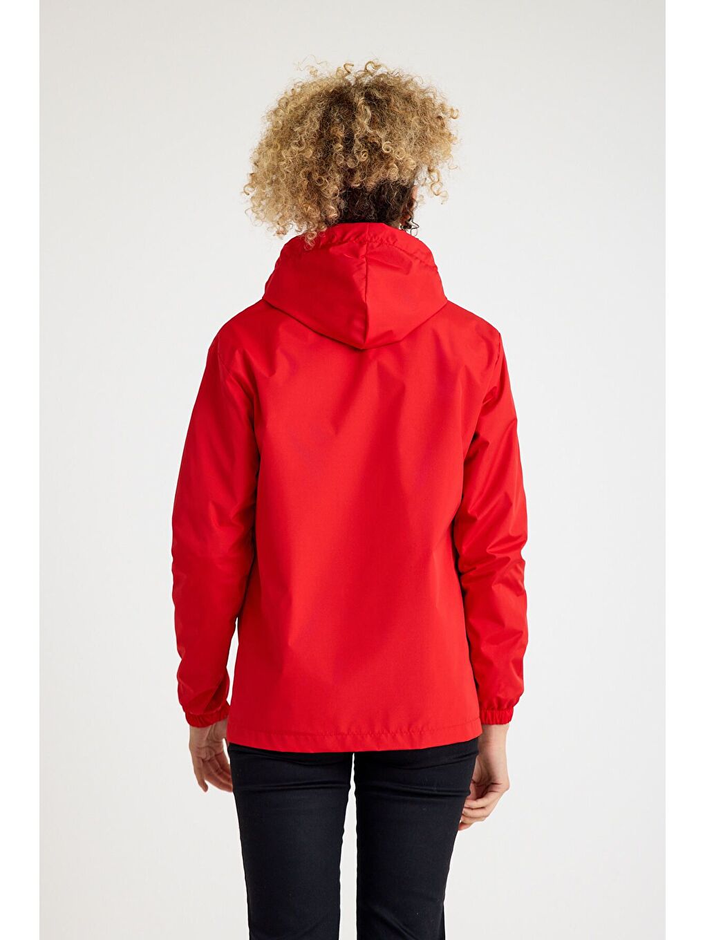 Kadın Astarlı Kapüşonlu Kırmızı Rüzgarlık & Yağmurluk-4