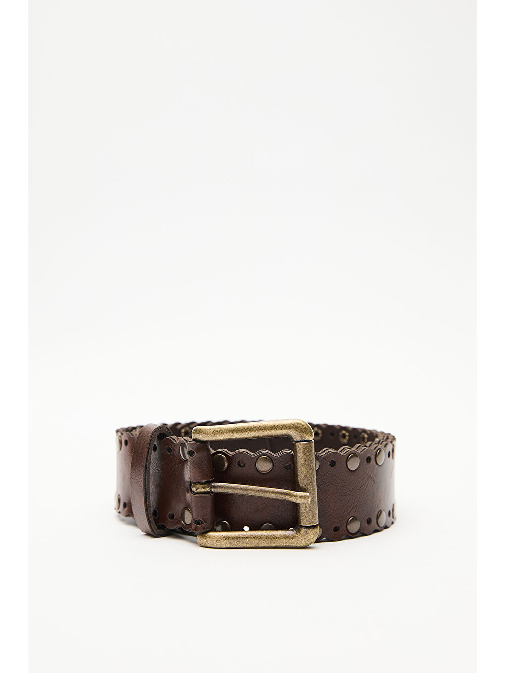 Zımbalı Geniş Tokalı Kemer Kahverengi-3