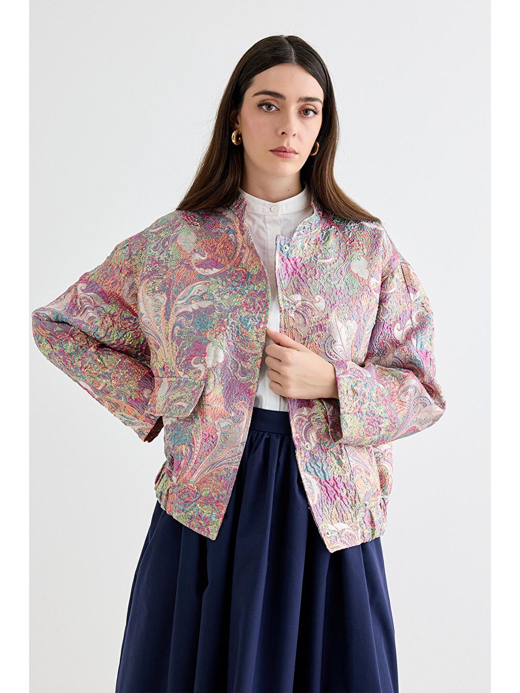 Karışık Celina Parıltılı Ceket Desenli