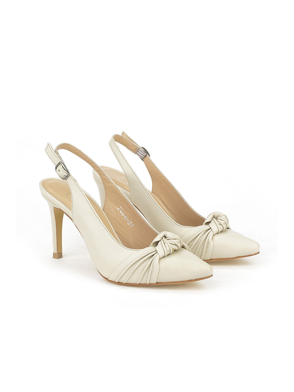 Kadın Hakiki Deri Topuklu Ayakkabı 1411003Z2468 Açık Bej-2