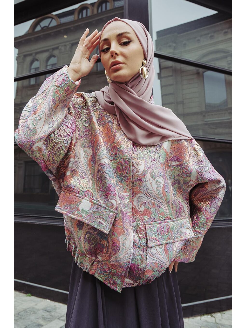 Karışık Celina Parıltılı Ceket Desenli-4