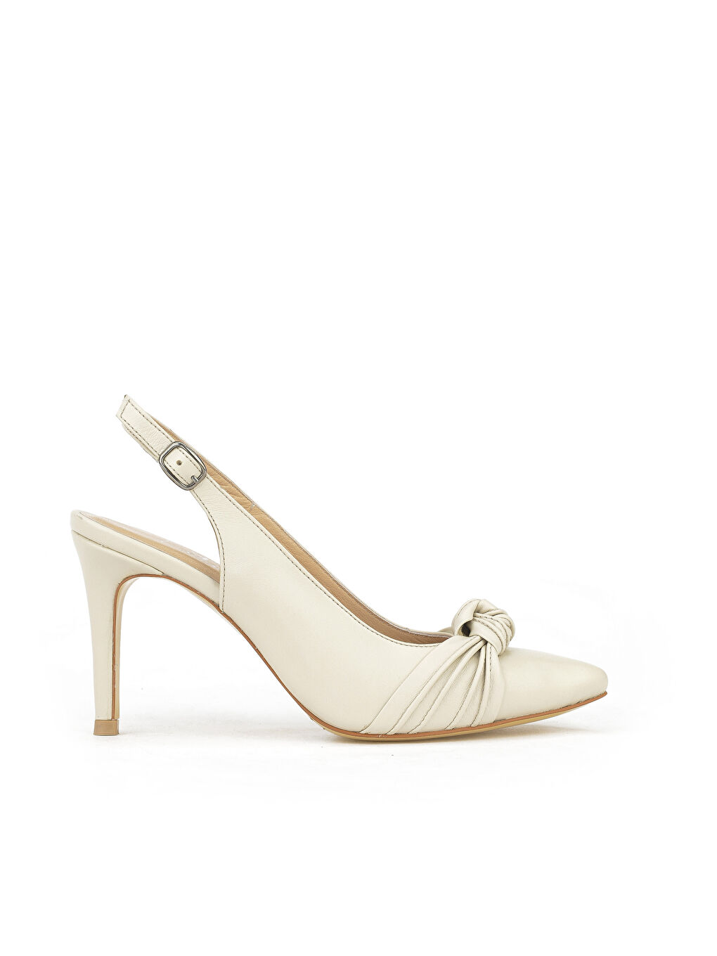 Kadın Hakiki Deri Topuklu Ayakkabı 1411003Z2468 Açık Bej-3