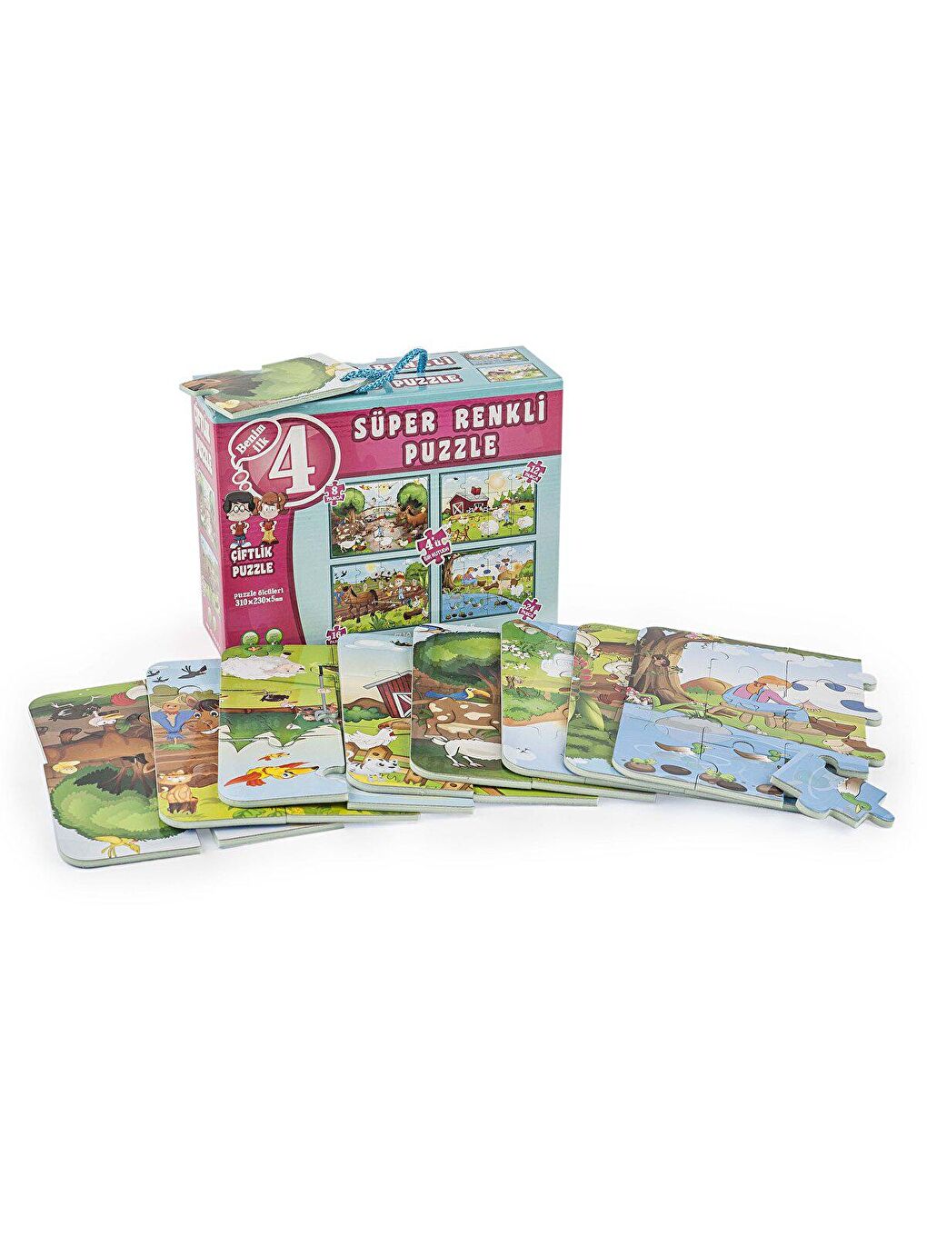 DIYTOY Karışık Çiftlik Süper Renkli Puzzle 4 Adet Puzzle