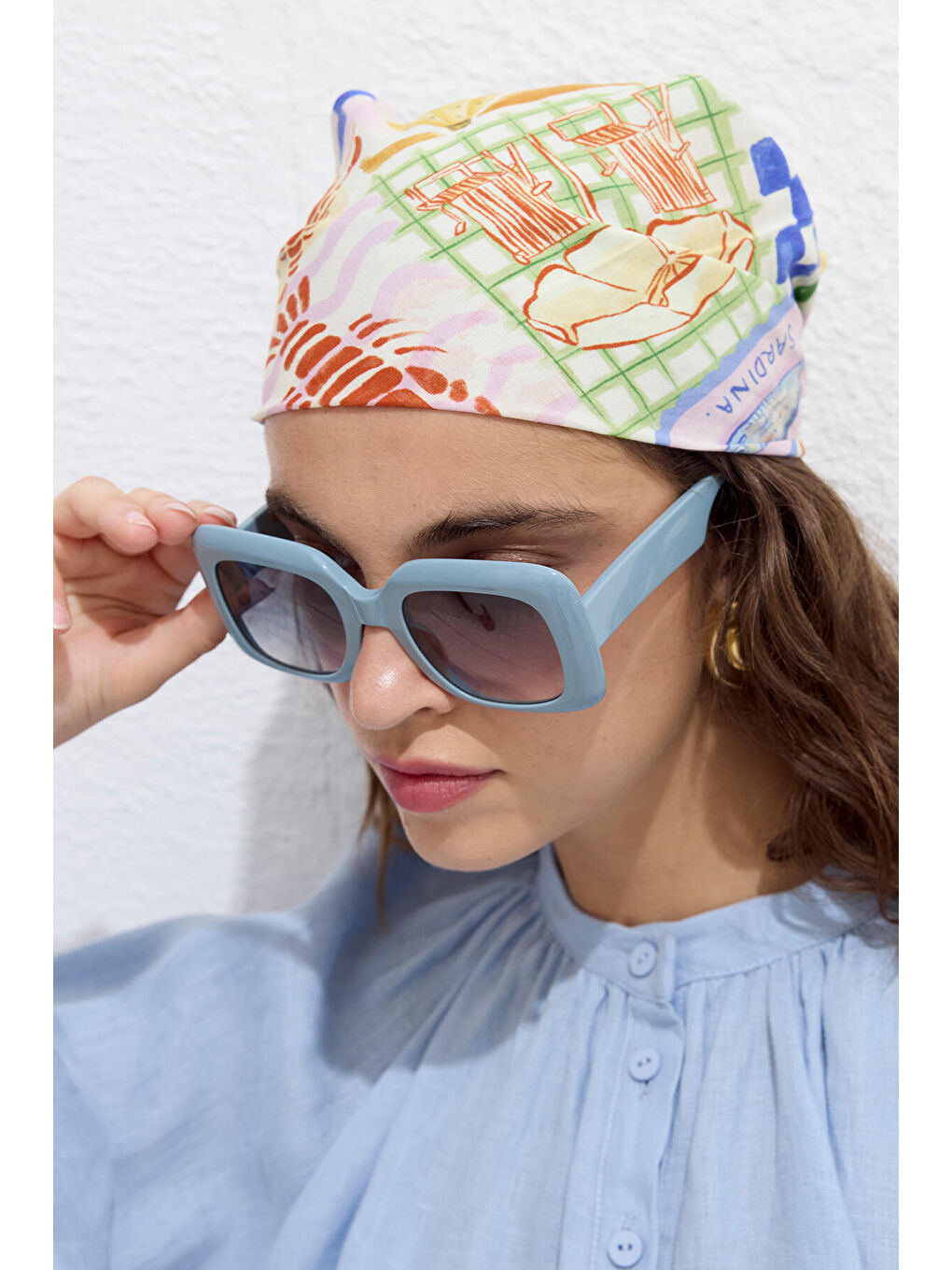 Sarı Desenli Pamuklu Fular Summer Dream-2