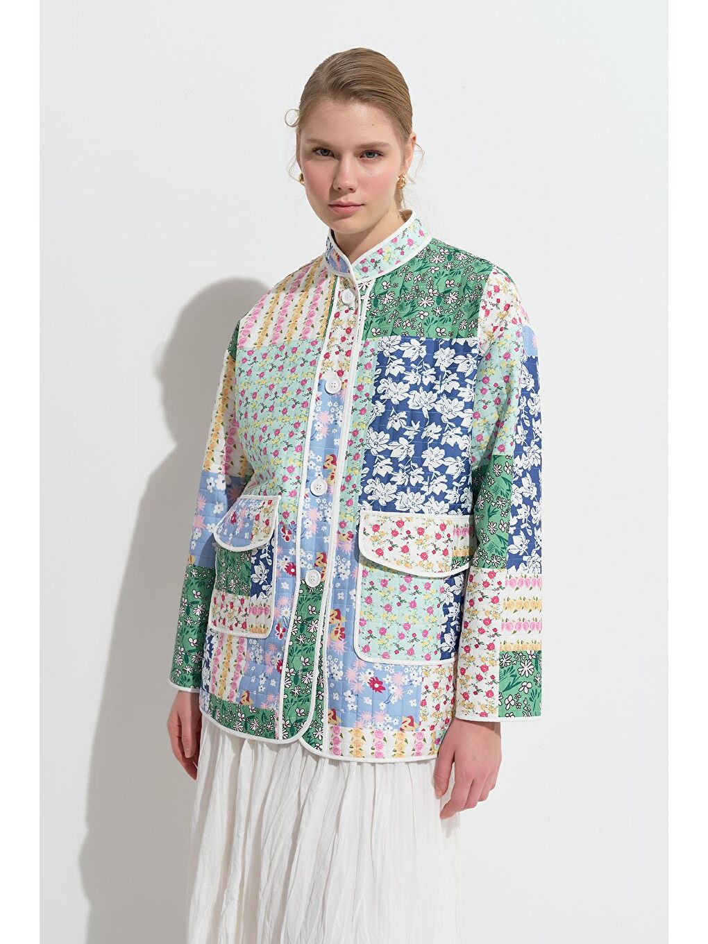 Karışık Cely Kapitone Ceket Desenli