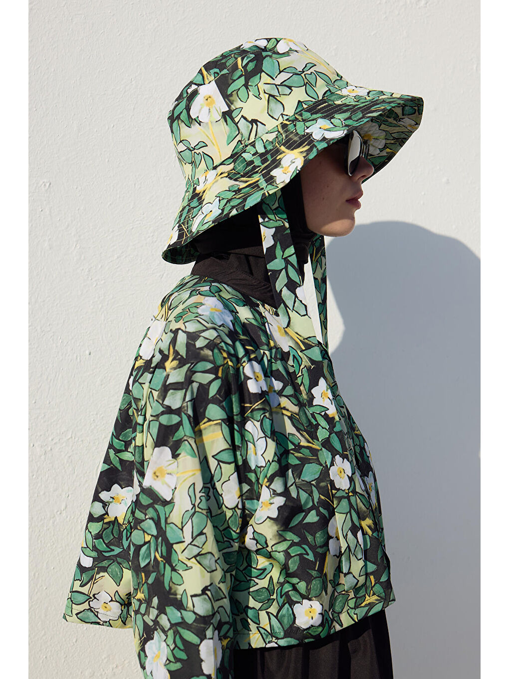 Yeşil Bağlamalı Bucket Şapka Yaprak-2