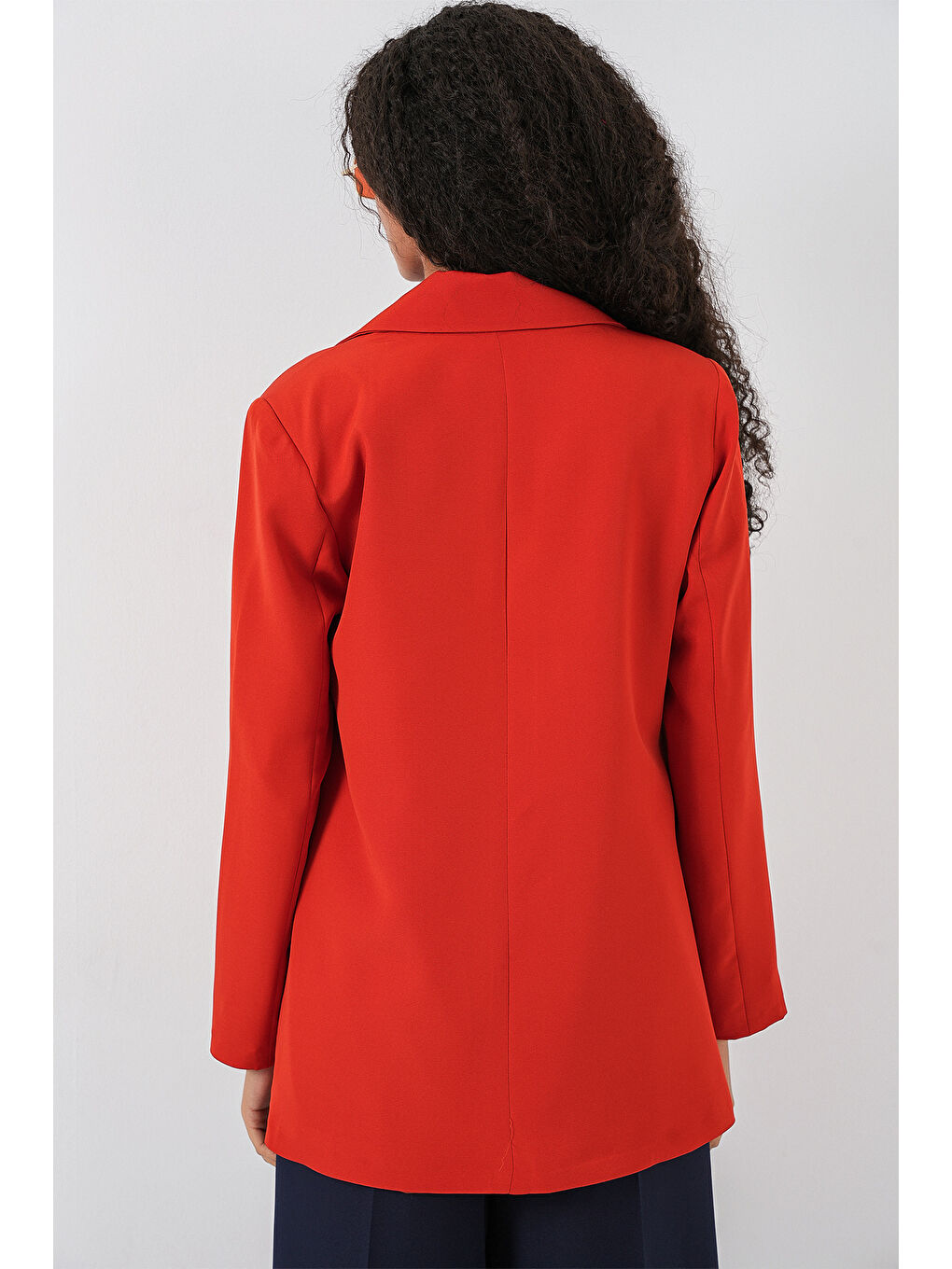 Kahverengi Kadın Kruvaze Yaka Blazer Ceket 0722 - Kiremit-4