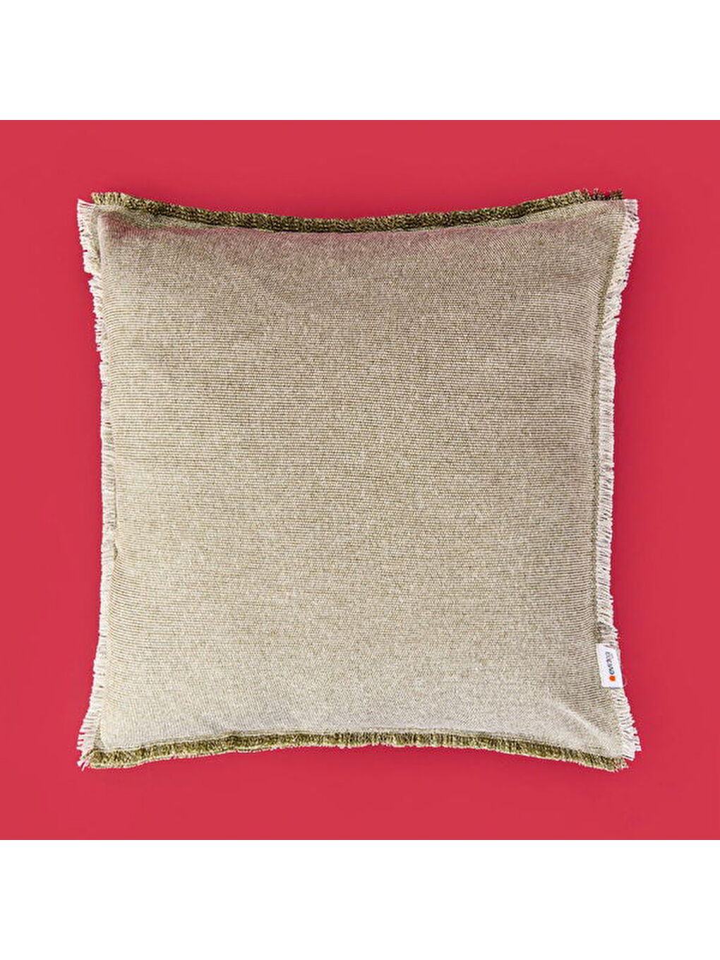 Kahverengi Soft Plaid Kırlent - Yeşil - 45x45 cm-2