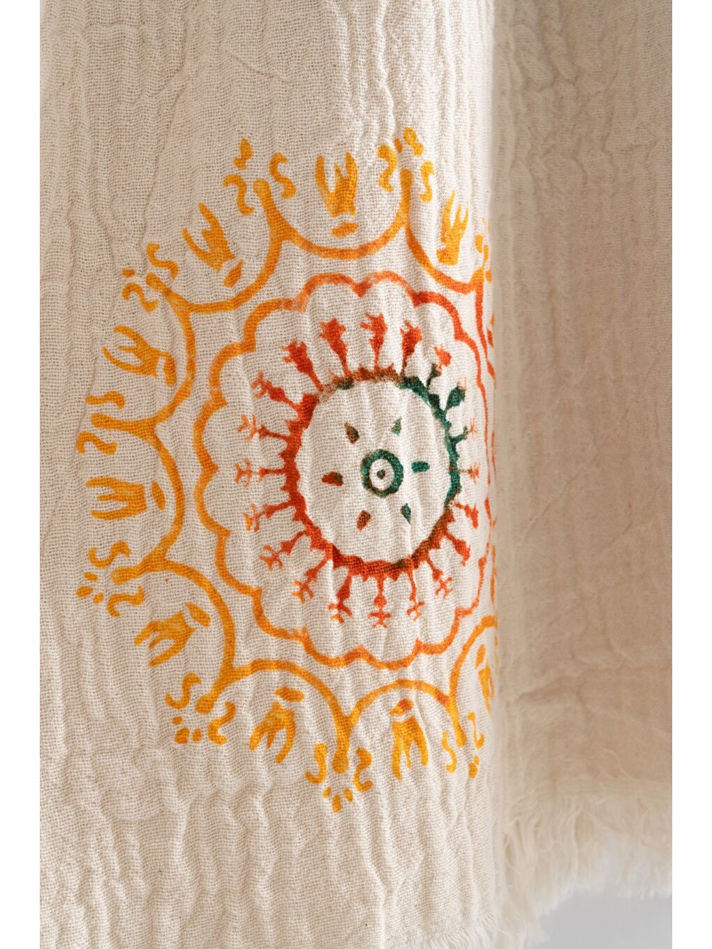 Ekru Organik %100 Pamuk Kapüşonlu Sabalık Bornoz Plaj Elbisesi - Lumora-KREM-S/M-3