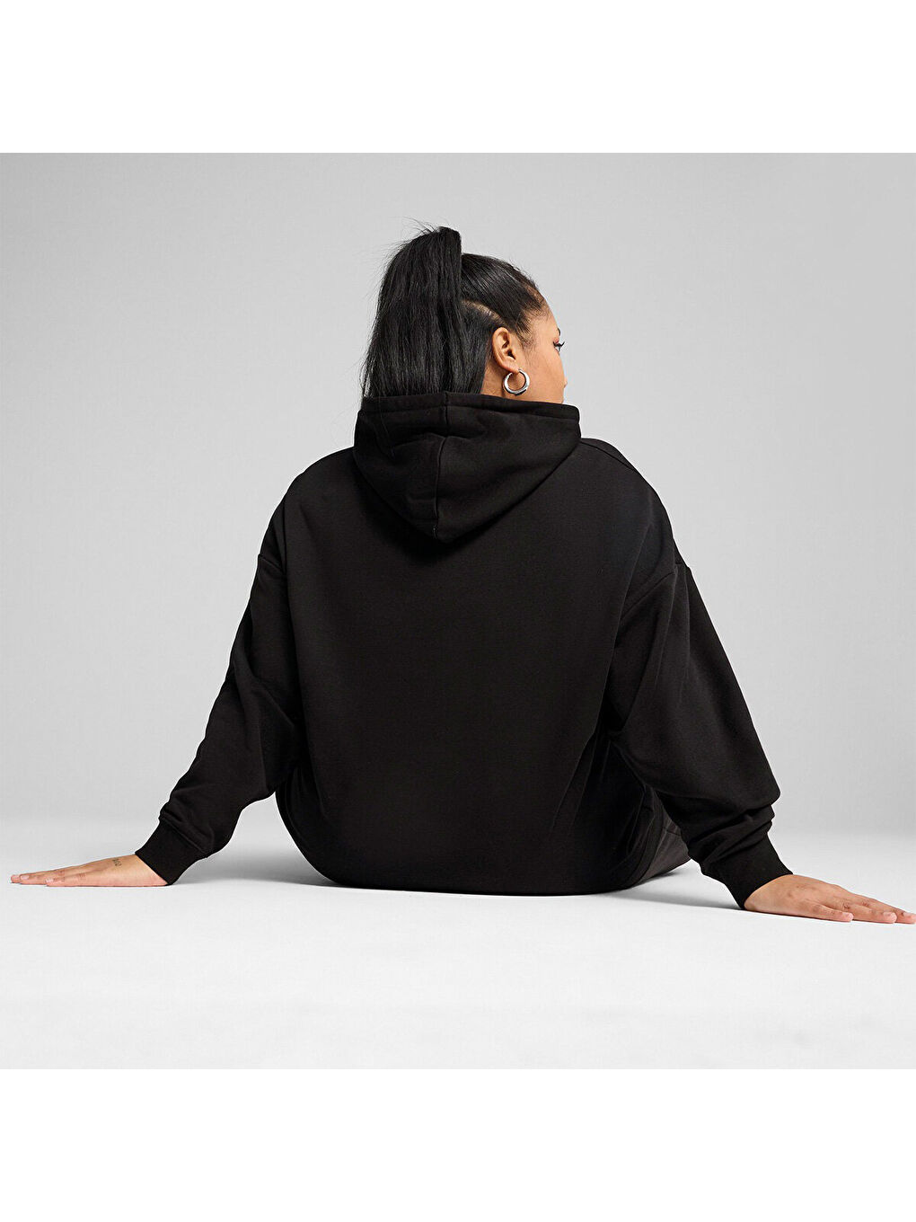 Essentials Small No.1 Logo Kadın Siyah Kapüşonlu Sweatshirt-4