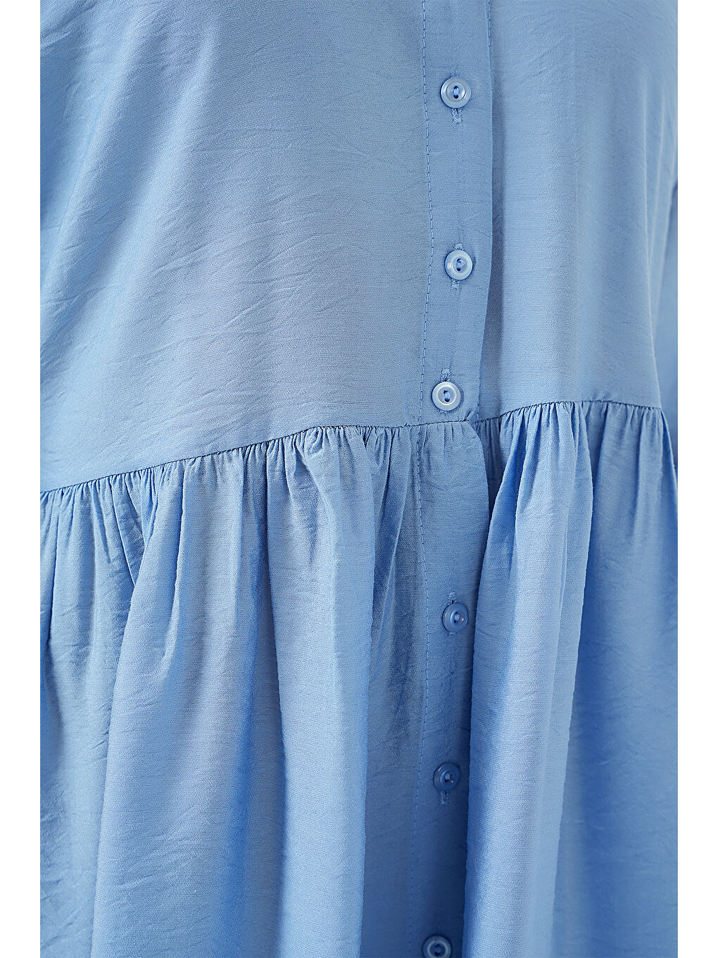 Kadın Düğmeli Kısa Kol Elbise 2559 - İndigo-4