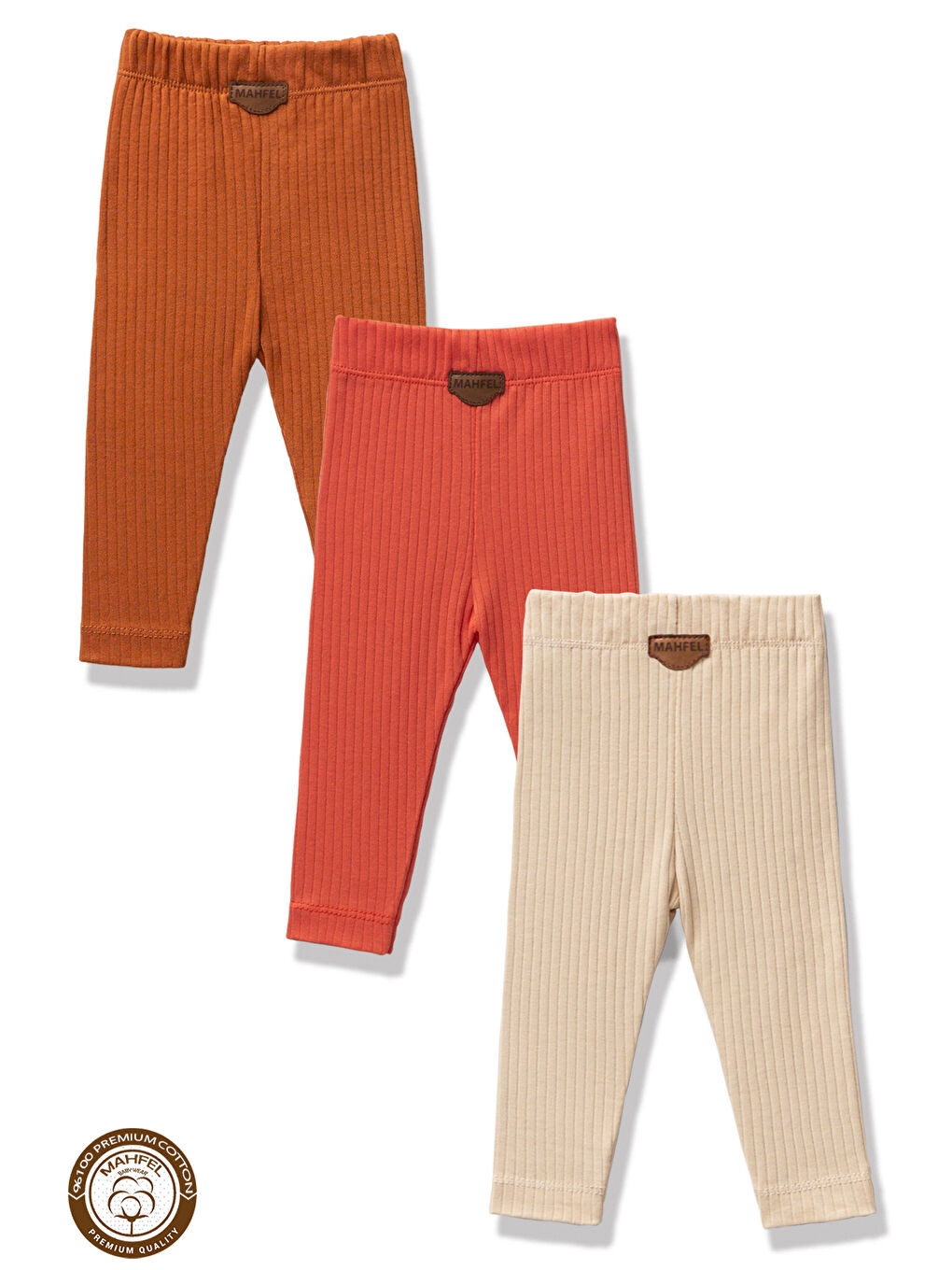 Ekru 3 lü Krem Çikolata Kiremit Renkli Bebek Çocuk Tayt