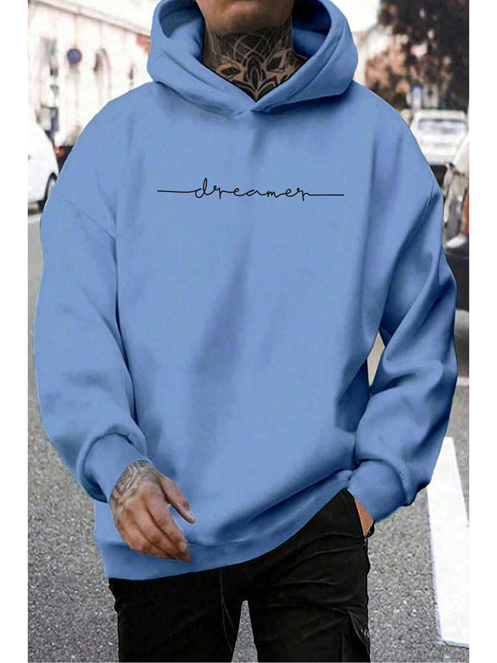 uyguntarz Bebek Mavisi Dreamer Baskılı Oversize Sweatshirt