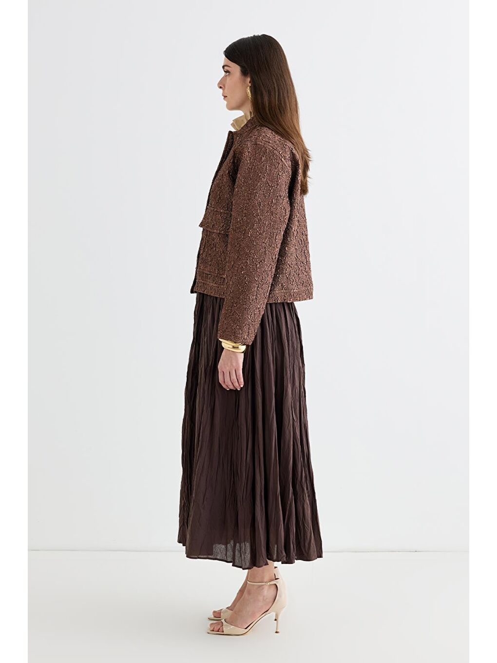 Kahverengi Denia Jakar Midi Bomber Ceket Mocha-2