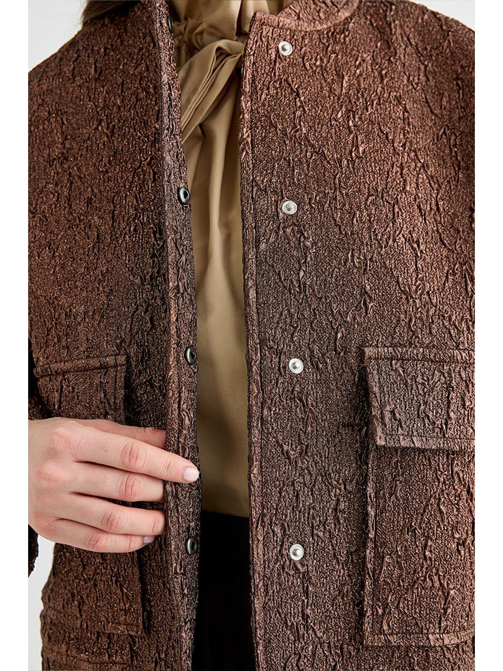 Kahverengi Denia Jakar Midi Bomber Ceket Mocha-4