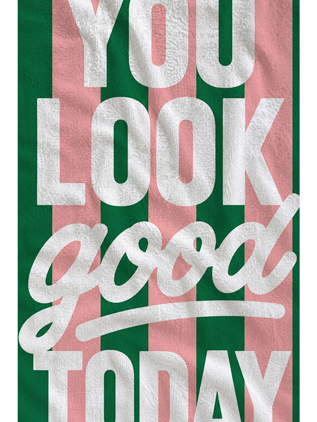Pembe Pop Art You Look Good Today Çizgili Desenli 70x150 Plaj Havlusu - Dijital Baskılı Banyo Havlusu-2