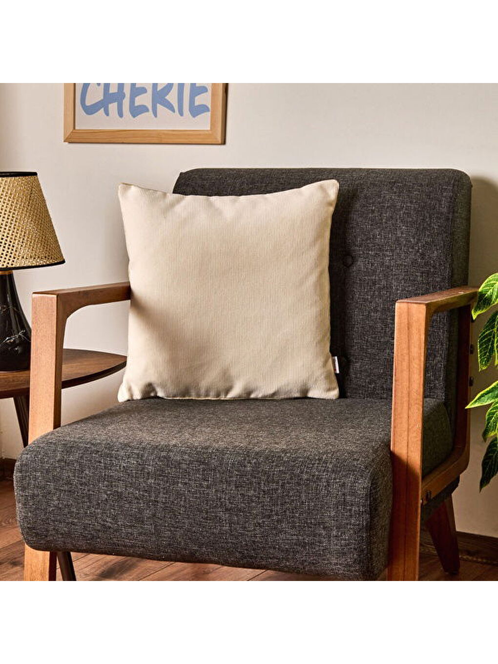 Ekru Soft Penny Kırlent - Krem - 43x43 cm-1