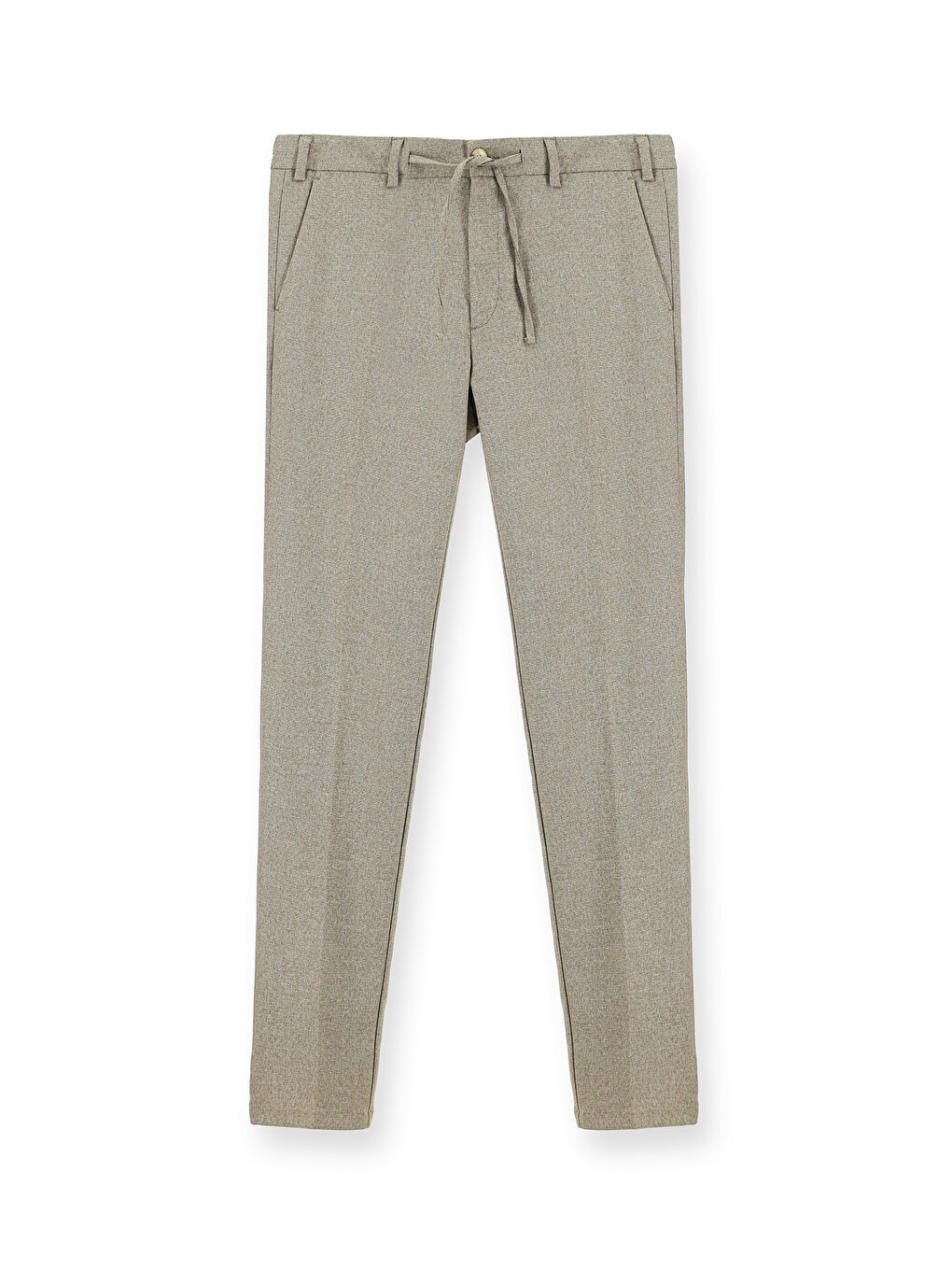 Kahverengi Super Slim Fit Ekstra Dar Kesim Beli Lastikli İpli Desenli Elastanlı Klasik Kumaş Pantolon-5