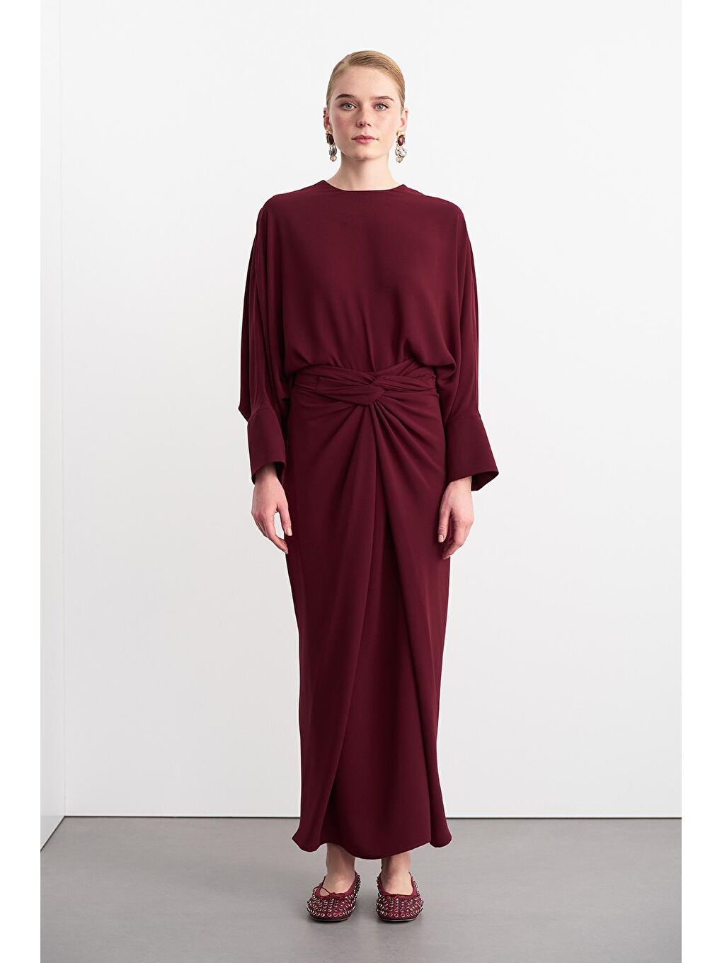 Doha Tunik Anvelop Etek Takım Bordo-1