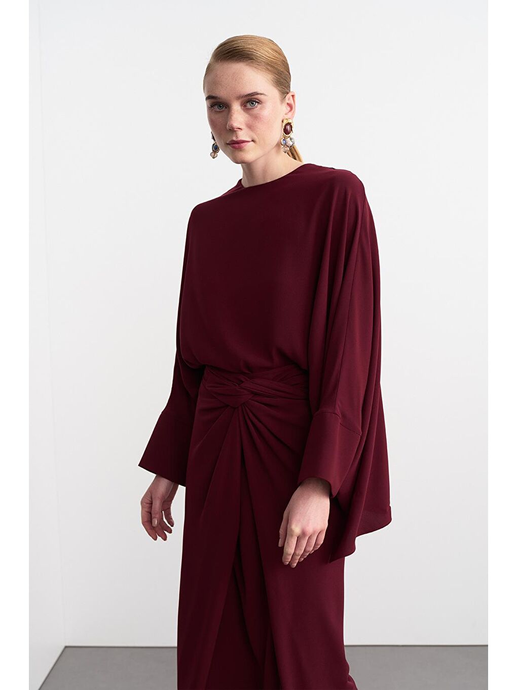 Doha Tunik Anvelop Etek Takım Bordo-2